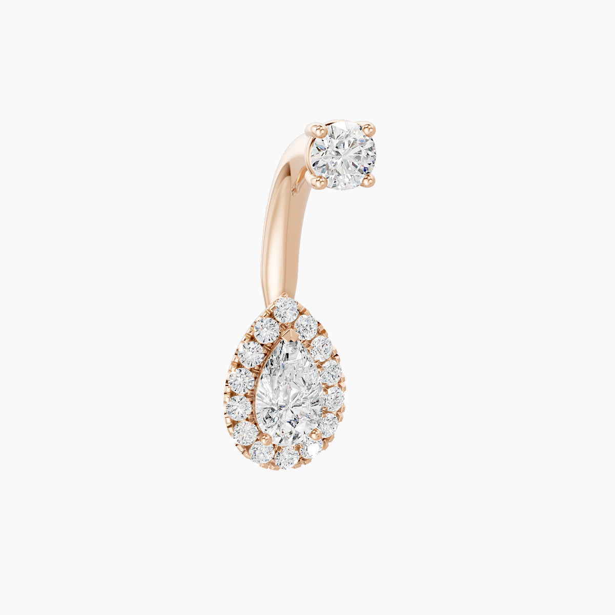 Eirene | 18k Rose Gold 8.5 mm 8 mm Halo Pear Diamond Navel Piercing