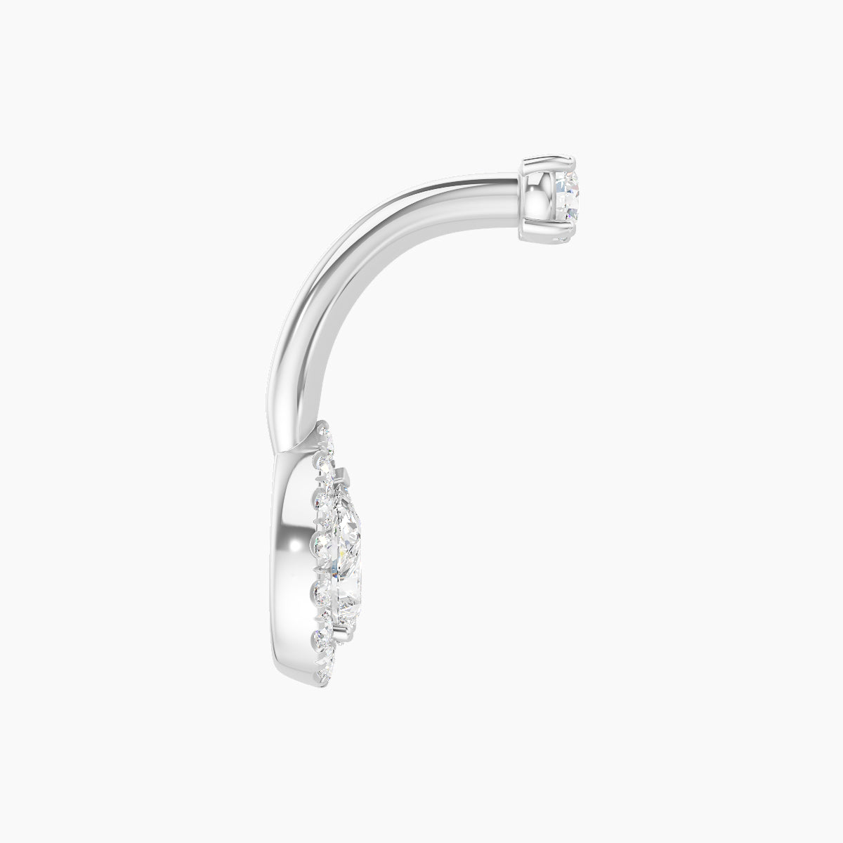 Eirene | 18k White Gold 8.5 mm 8 mm Halo Pear Diamond Navel Piercing