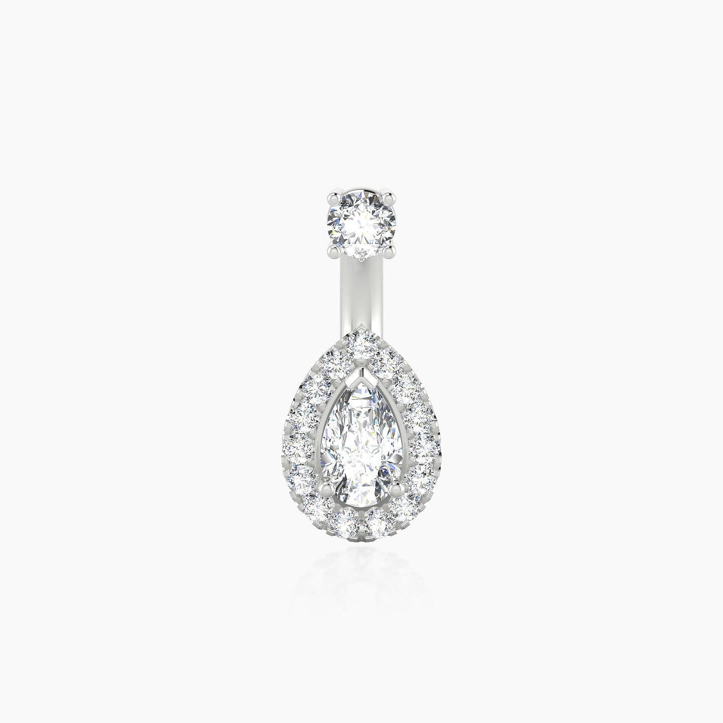 Eirene | 18k White Gold 8 mm 8.5 mm Halo Pear Diamond Navel Piercing
