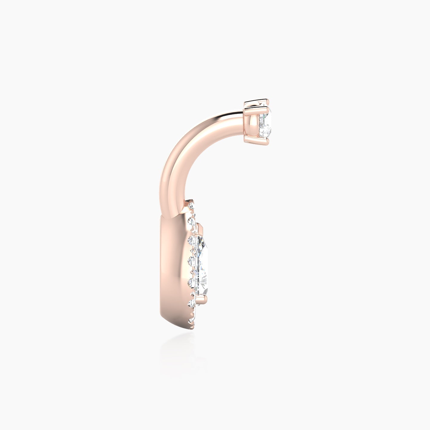 Eirene | 18k Rose Gold 8 mm 8.5 mm Halo Pear Diamond Navel Piercing