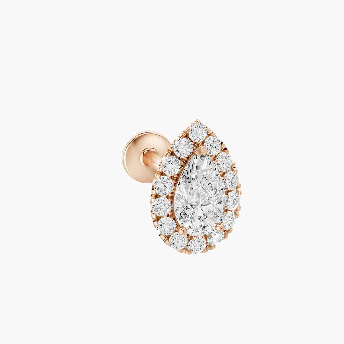 Eirene | 18k Rose Gold 8.5 mm 8 mm Halo Pear Diamond Piercing