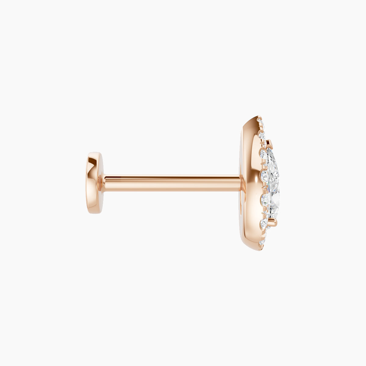 Eirene | 18k Rose Gold 8.5 mm 8 mm Halo Pear Diamond Piercing