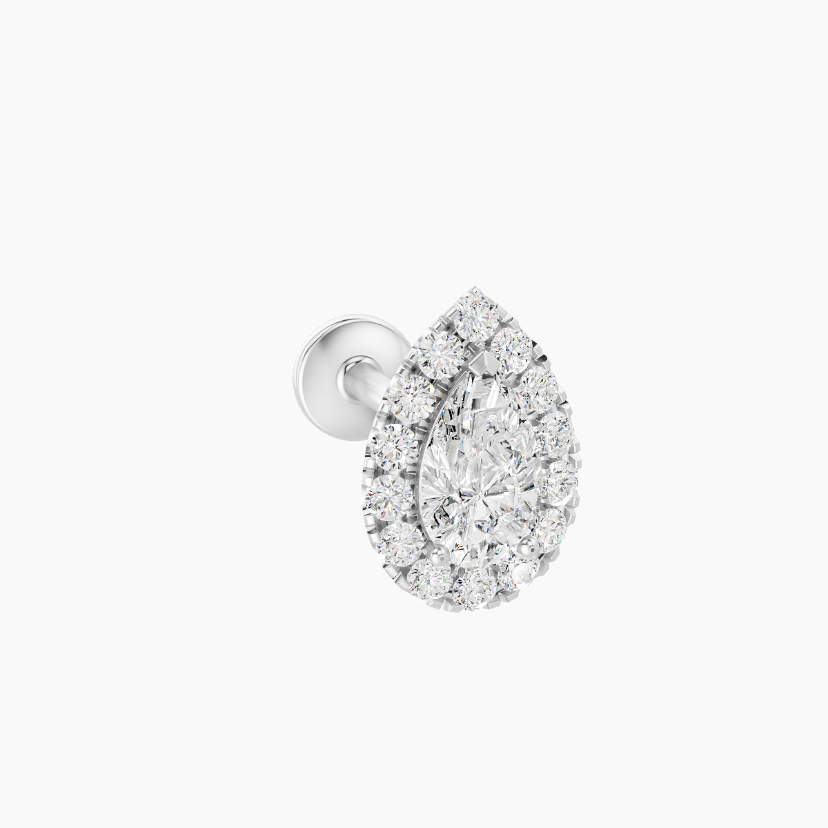 Eirene | 18k White Gold 8.5 mm 8 mm Halo Pear Diamond Piercing