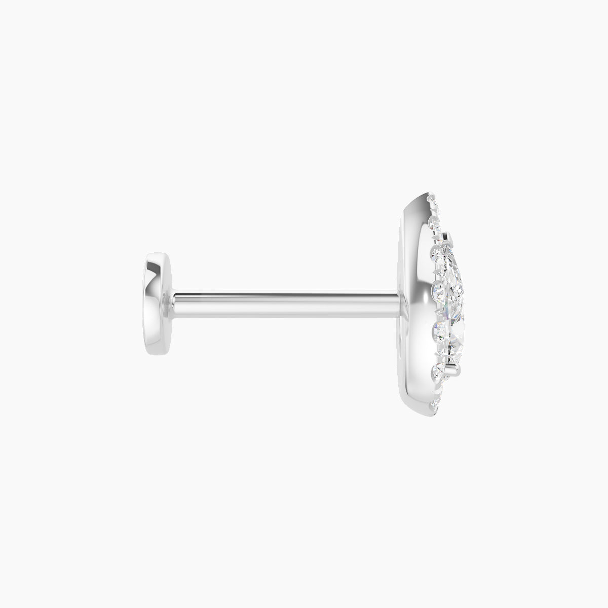 Eirene | 18k White Gold 8.5 mm 8 mm Halo Pear Diamond Piercing