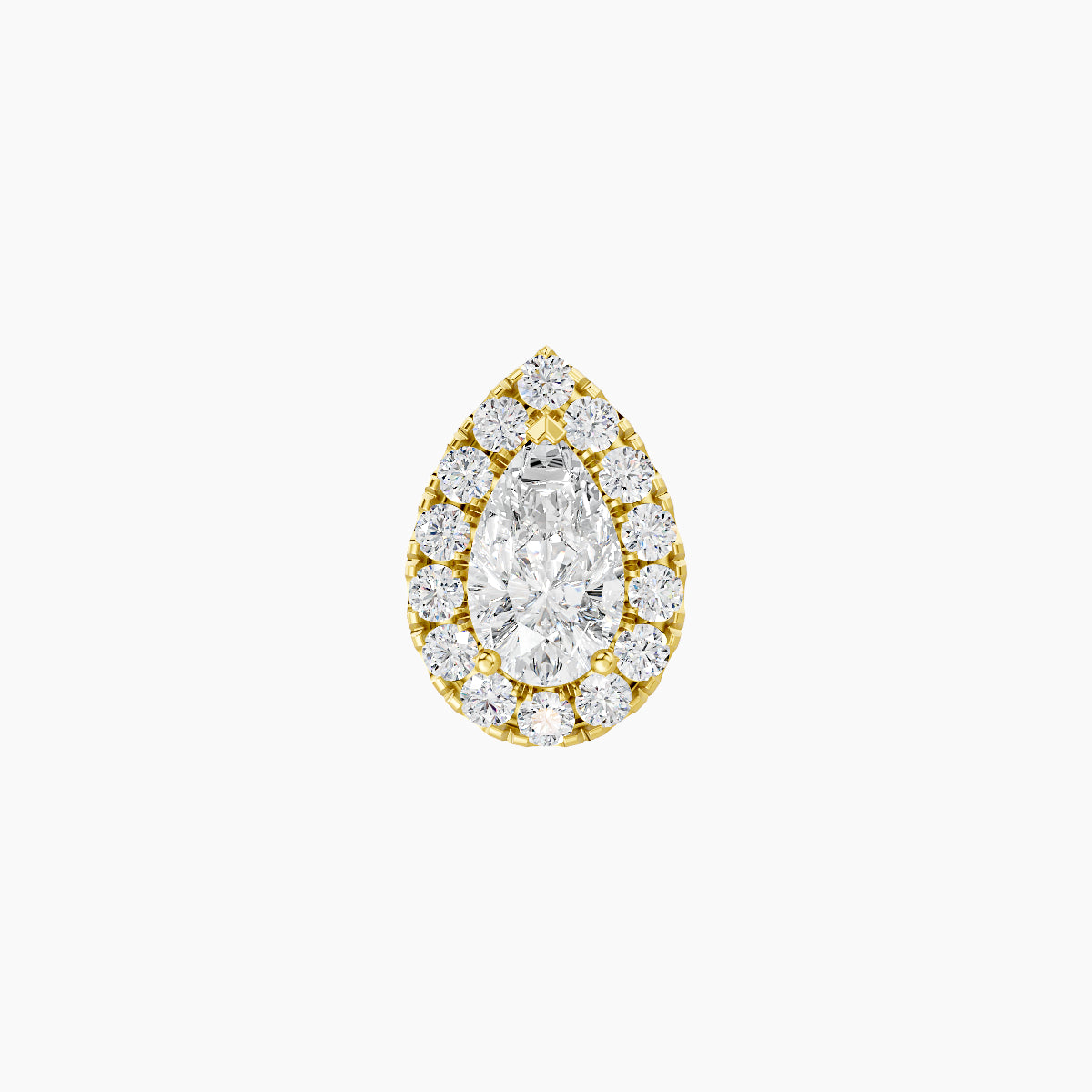 Eirene | 18k Yellow Gold 8.5 mm 8 mm Halo Pear Diamond Piercing