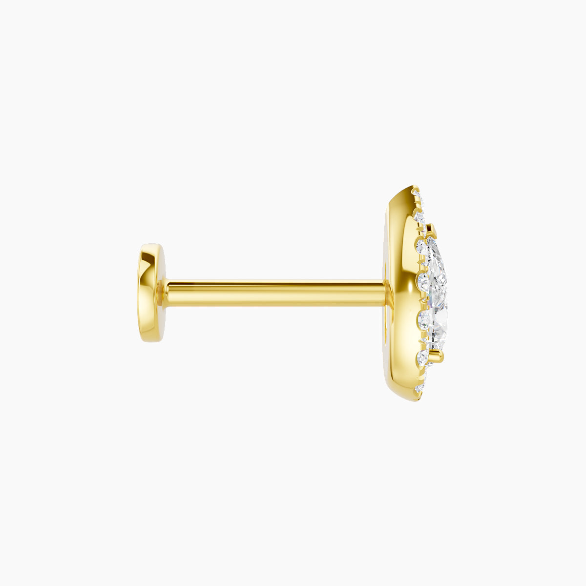 Eirene | 18k Yellow Gold 8.5 mm 8 mm Halo Pear Diamond Piercing