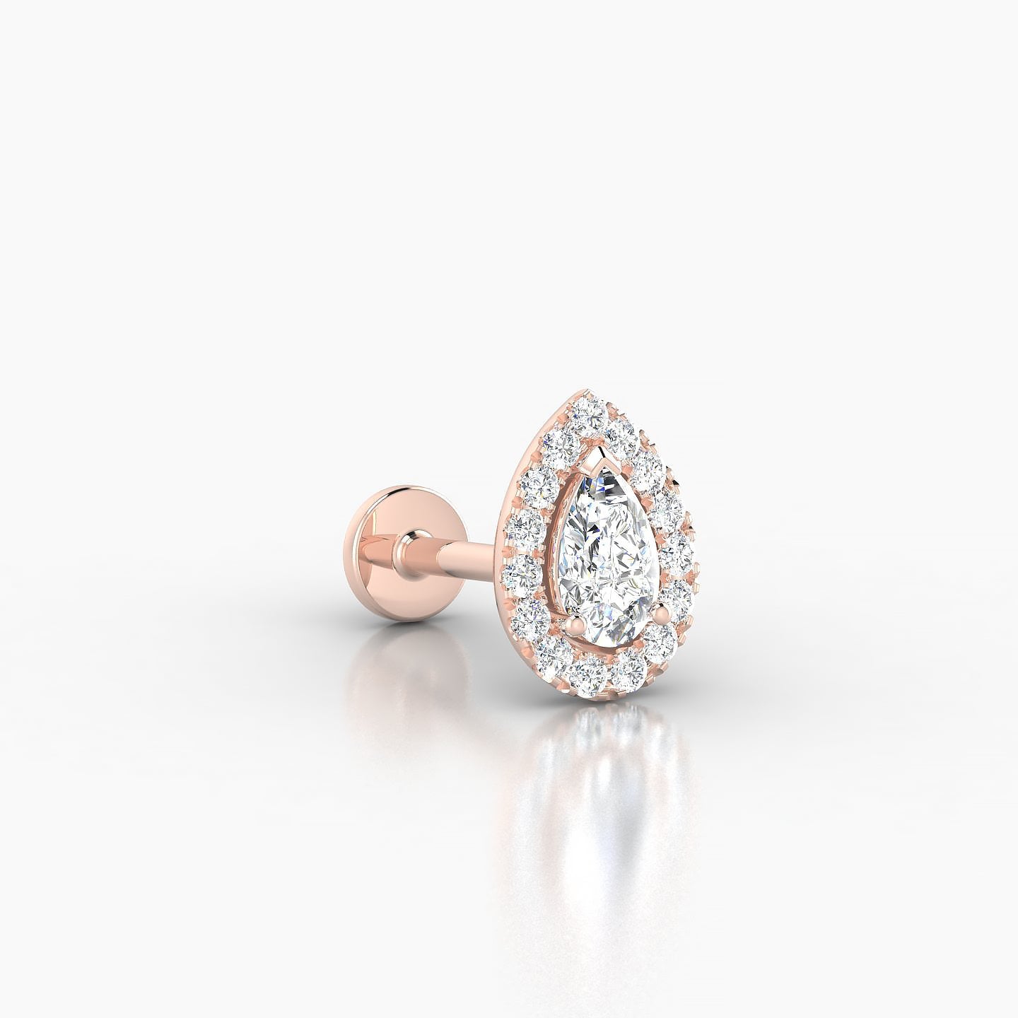 Eirene | 18k Rose Gold 8.5 mm 8 mm Halo Pear Diamond Piercing