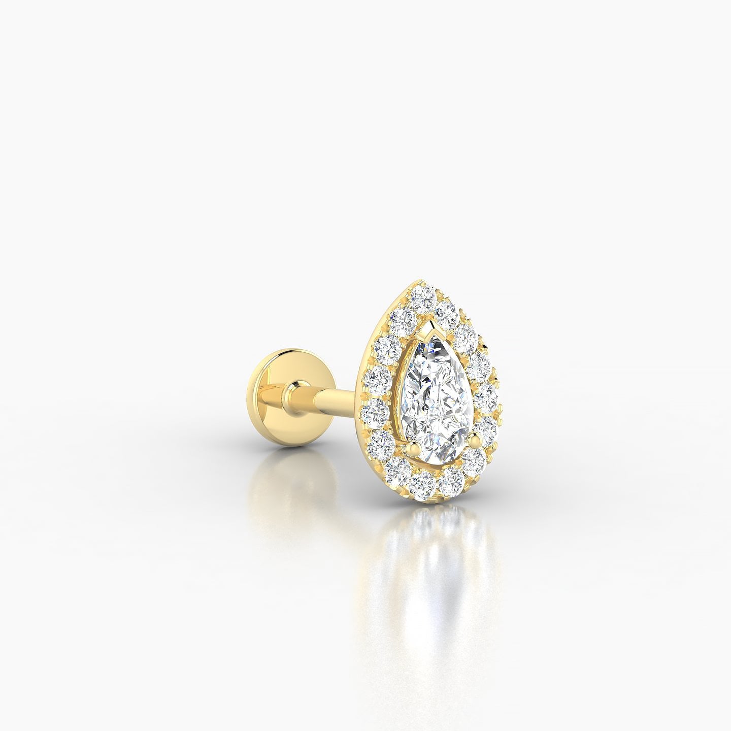 Eirene | 18k Yellow Gold 8.5 mm 8 mm Halo Pear Diamond Piercing