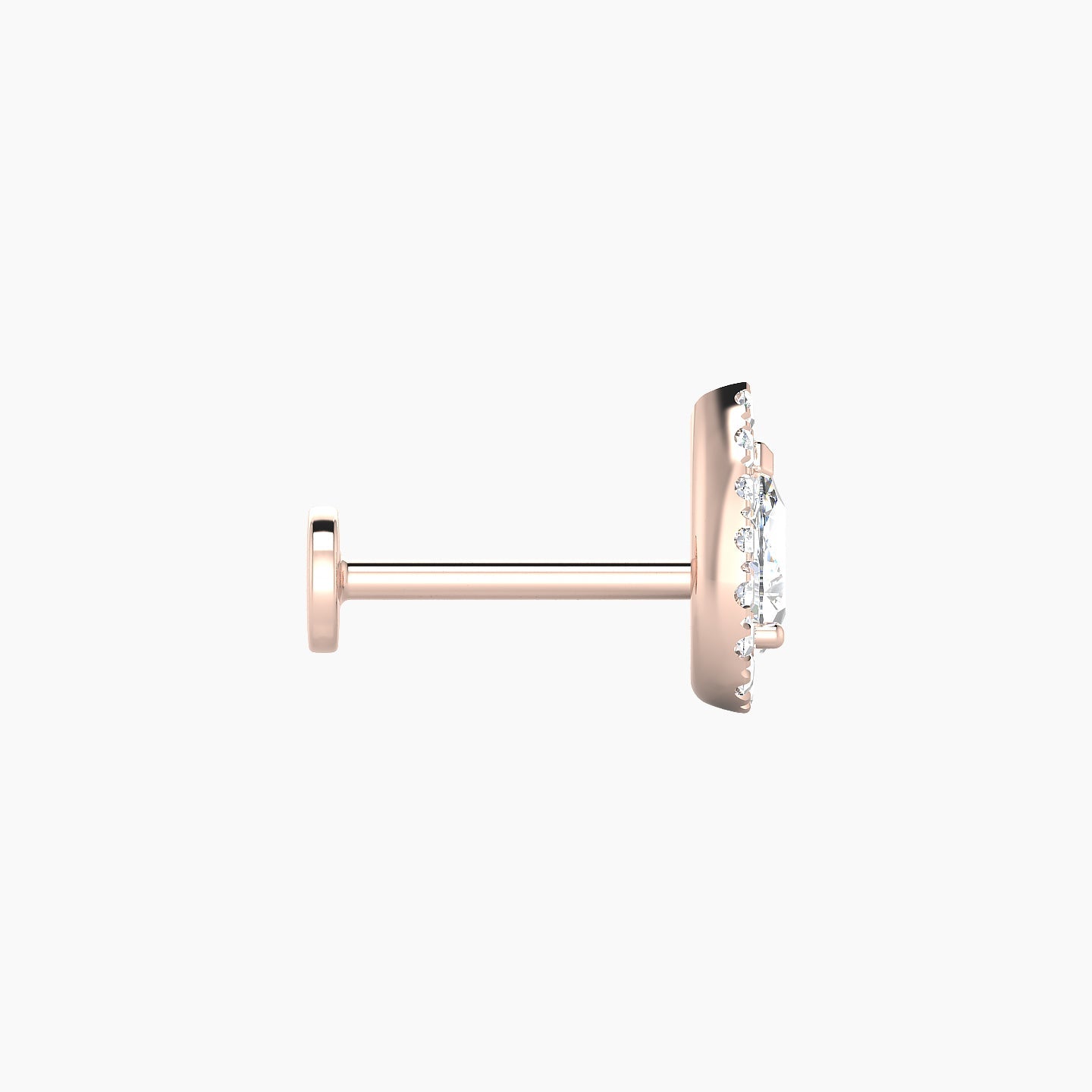 Eirene | 18k Rose Gold 8.5 mm 8 mm Halo Pear Diamond Piercing