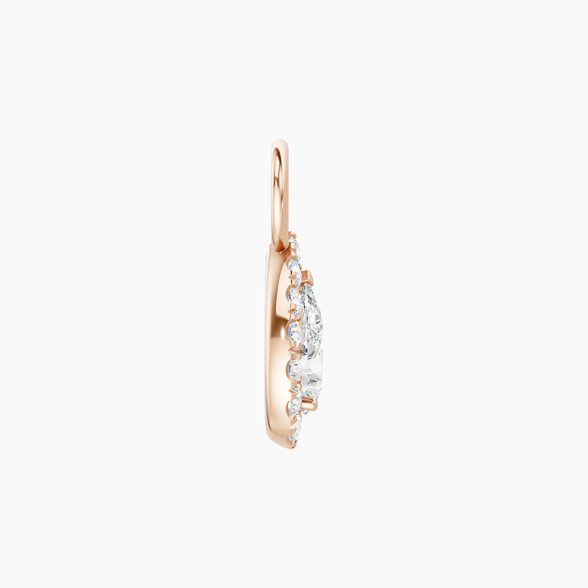 Eirene | 18k Rose Gold 8.5 mm Halo Pear Diamond Charm