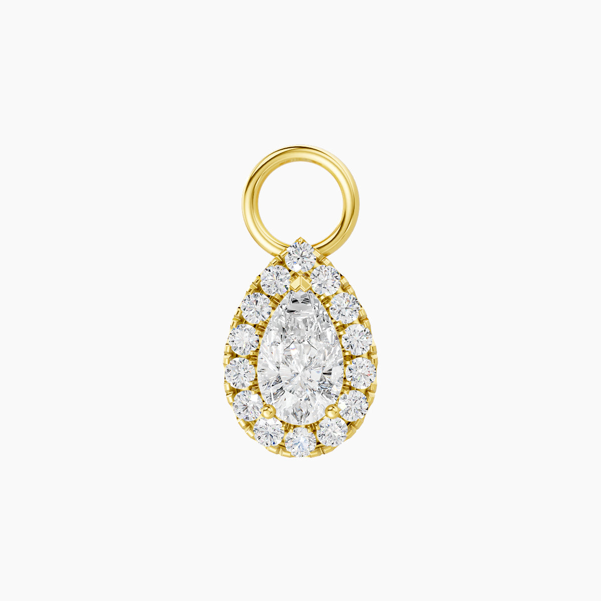 Eirene | 18k Yellow Gold 8.5 mm Halo Pear Diamond Charm