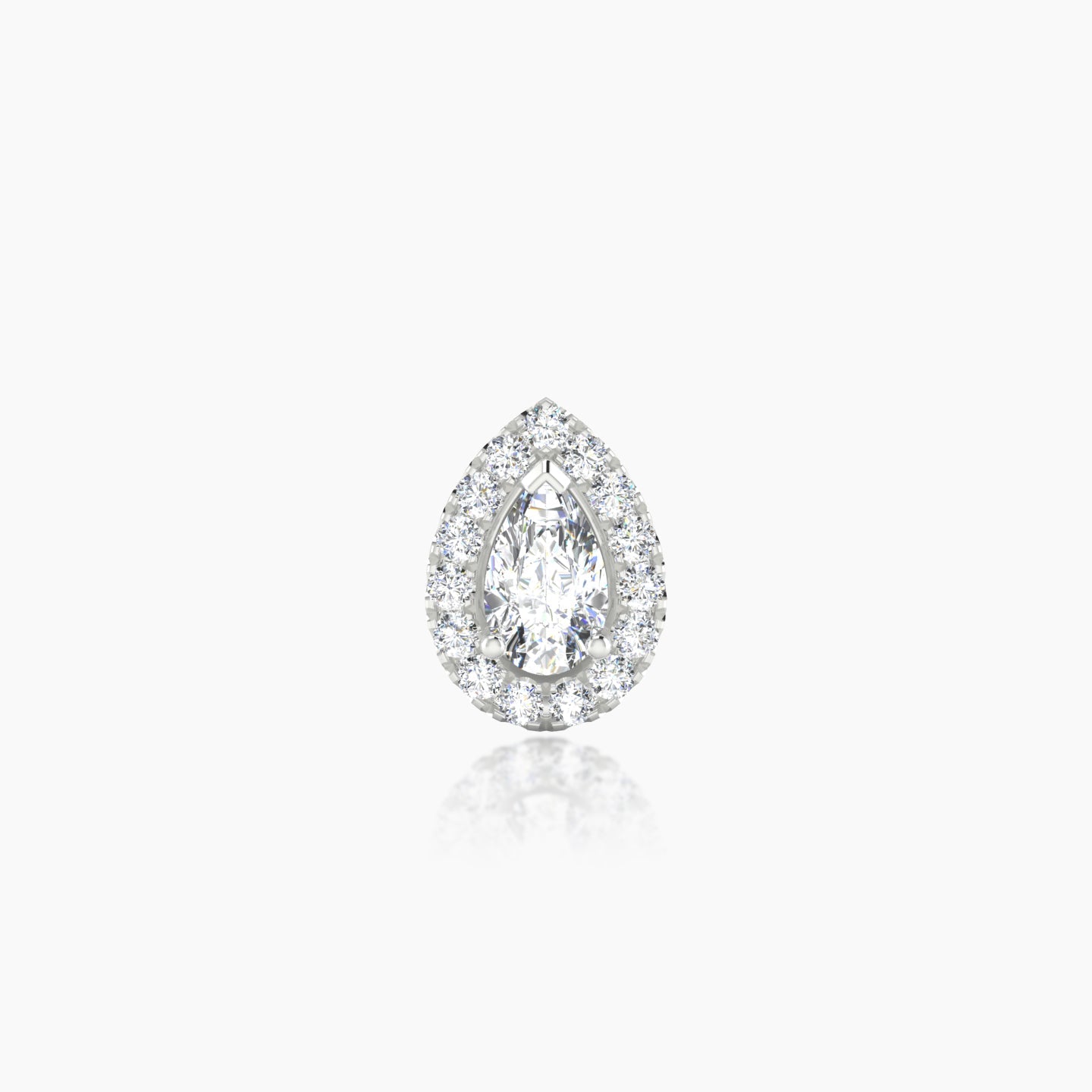 Eirene | 18k White Gold 8.5 mm Halo Pear Diamond Piercing