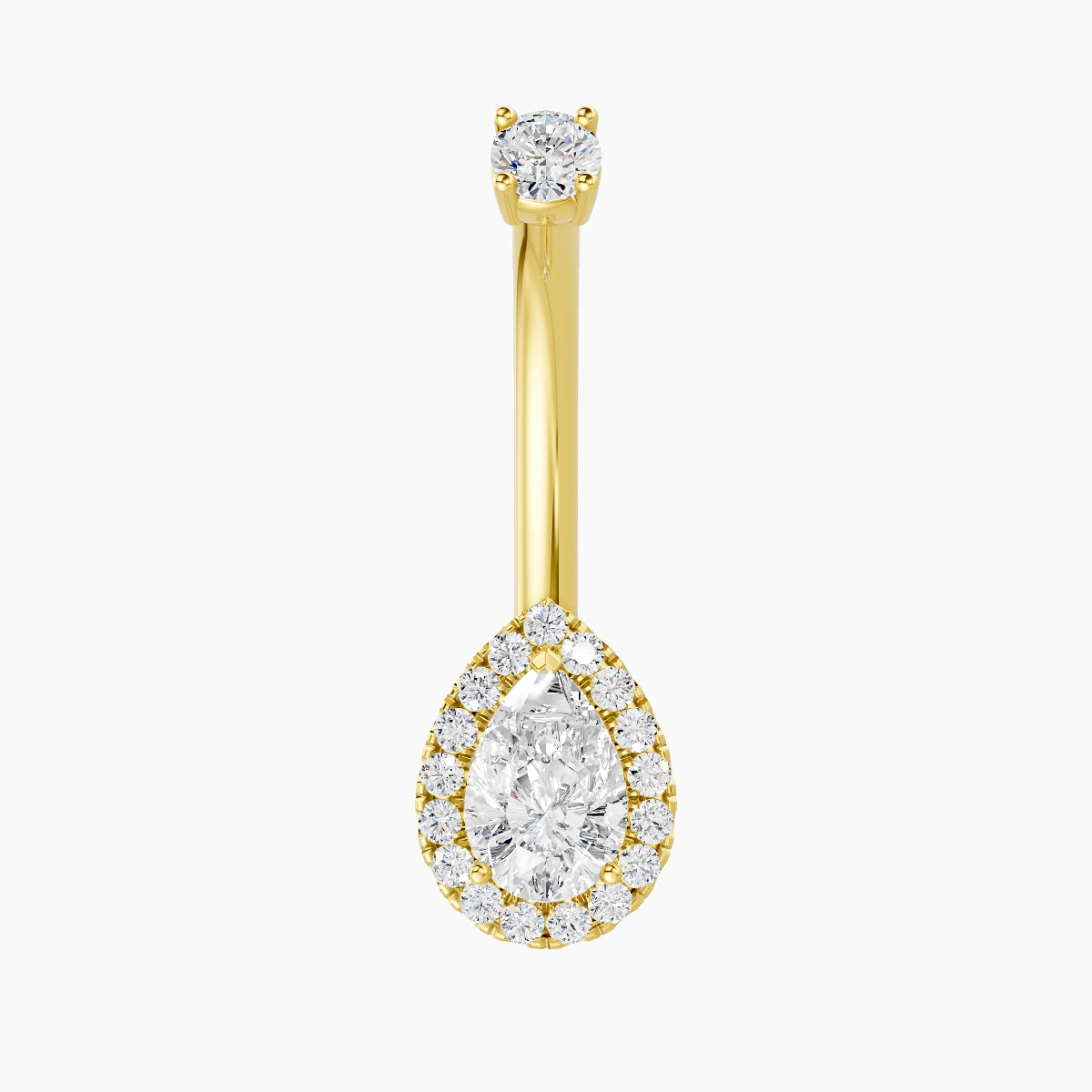 Eirene | 18k Yellow Gold 9 mm 10 mm Halo Pear Diamond Belly Piercing