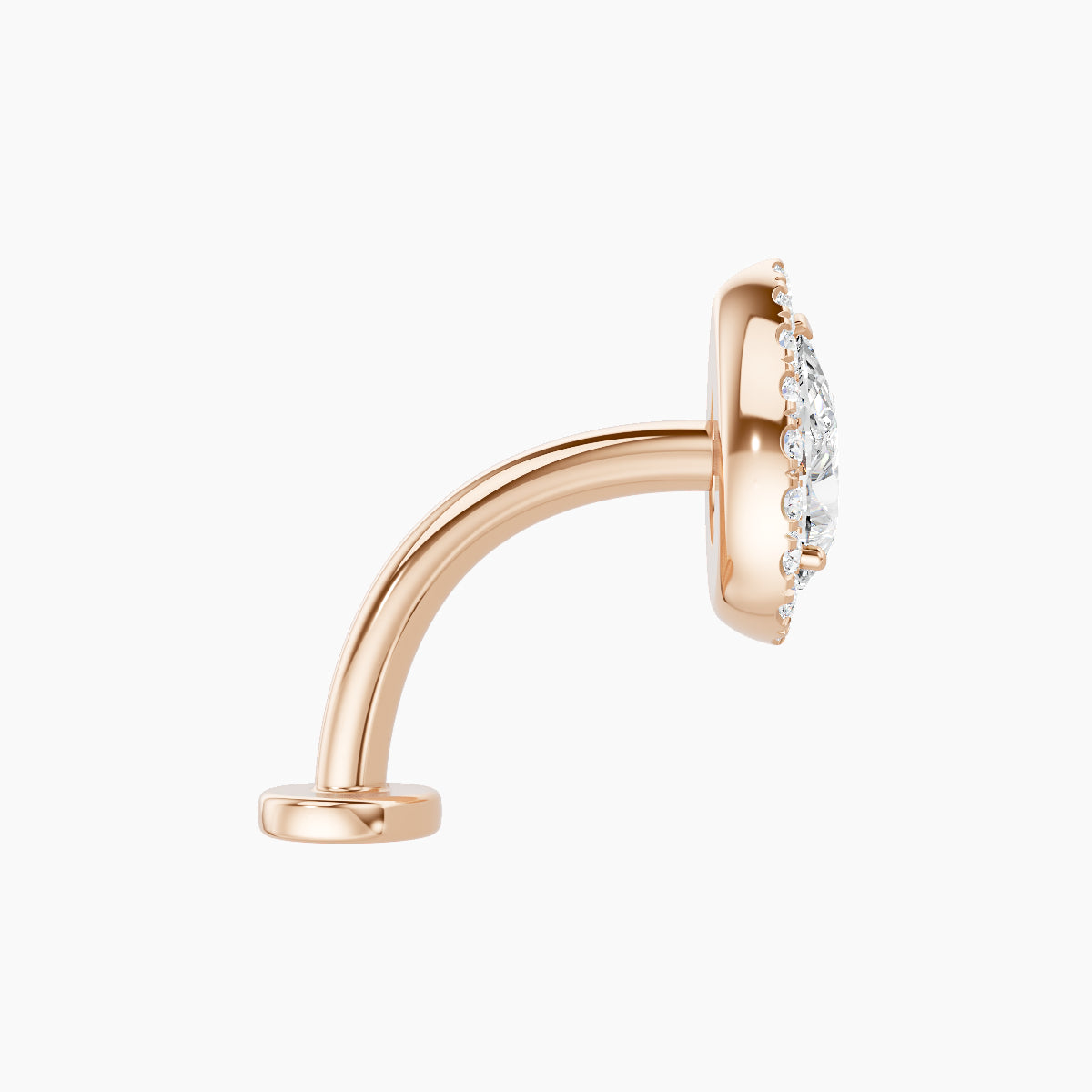 Eirene | 18k Rose Gold 9.5 mm 10 mm Halo Pear Diamond Floating Navel Piercing
