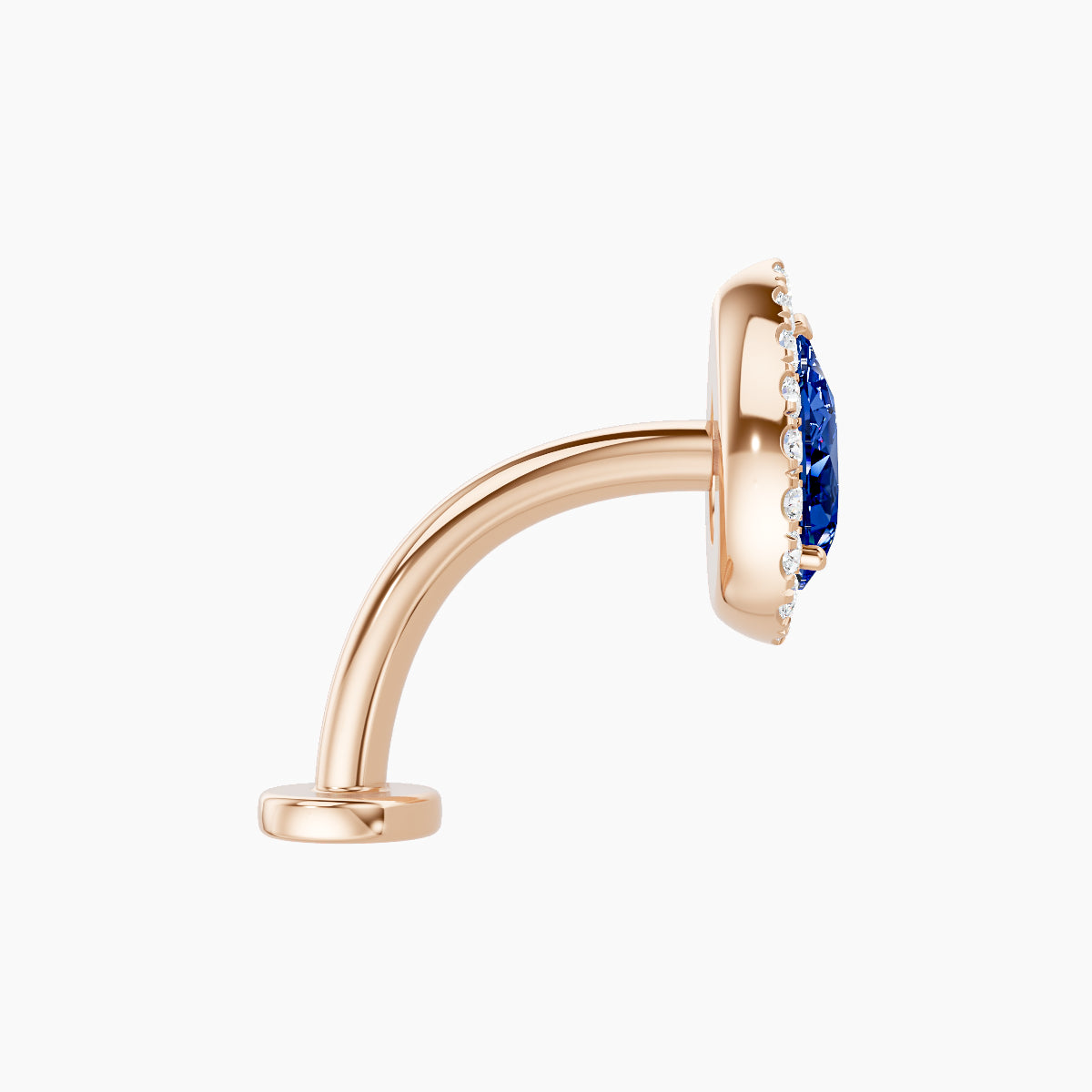 Eirene | 18k Rose Gold 10 mm 9.5 mm Halo Pear Sapphire & Diamond Floating Navel Piercing