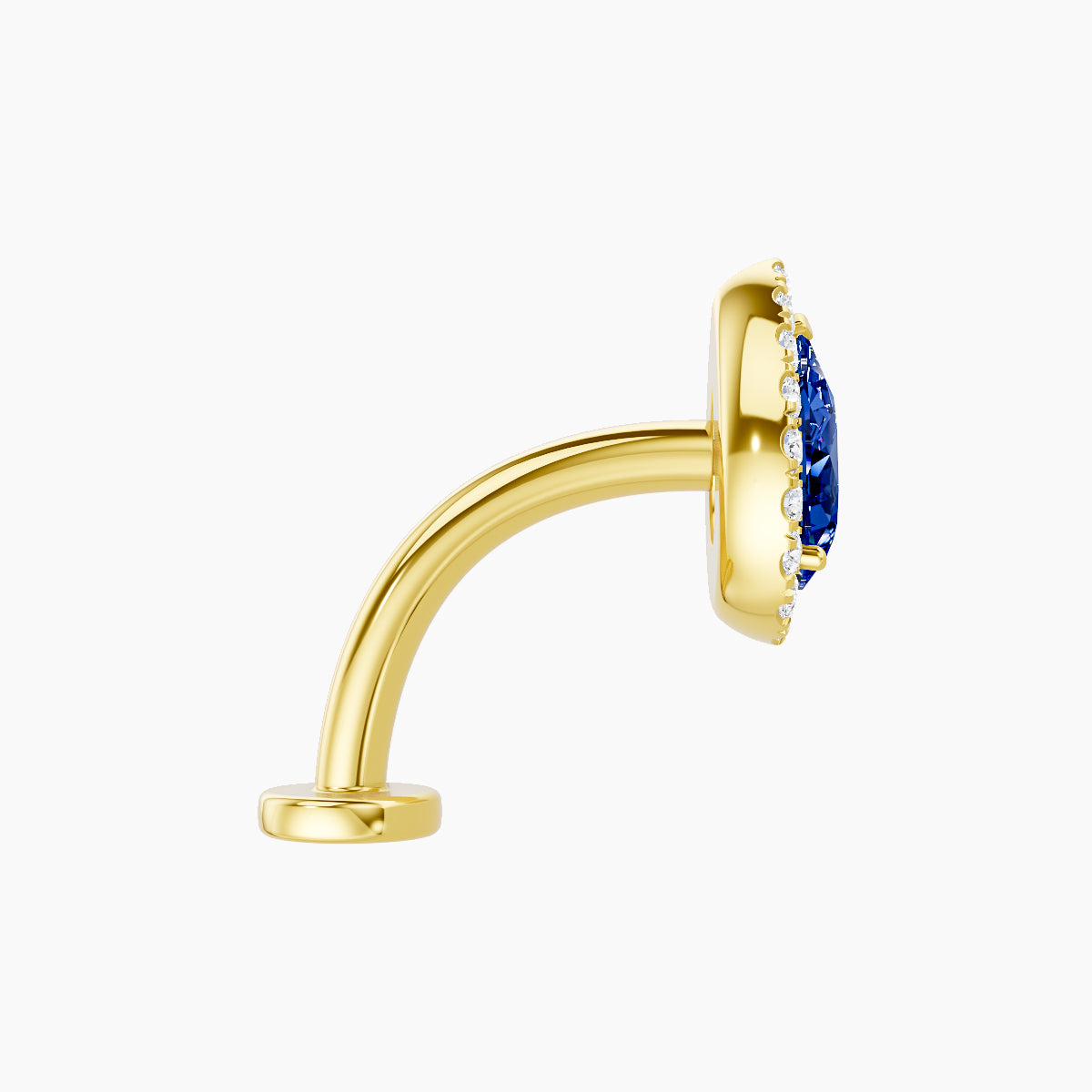 Eirene | 18k Yellow Gold 10 mm 9.5 mm Halo Pear Sapphire & Diamond Floating Navel Piercing