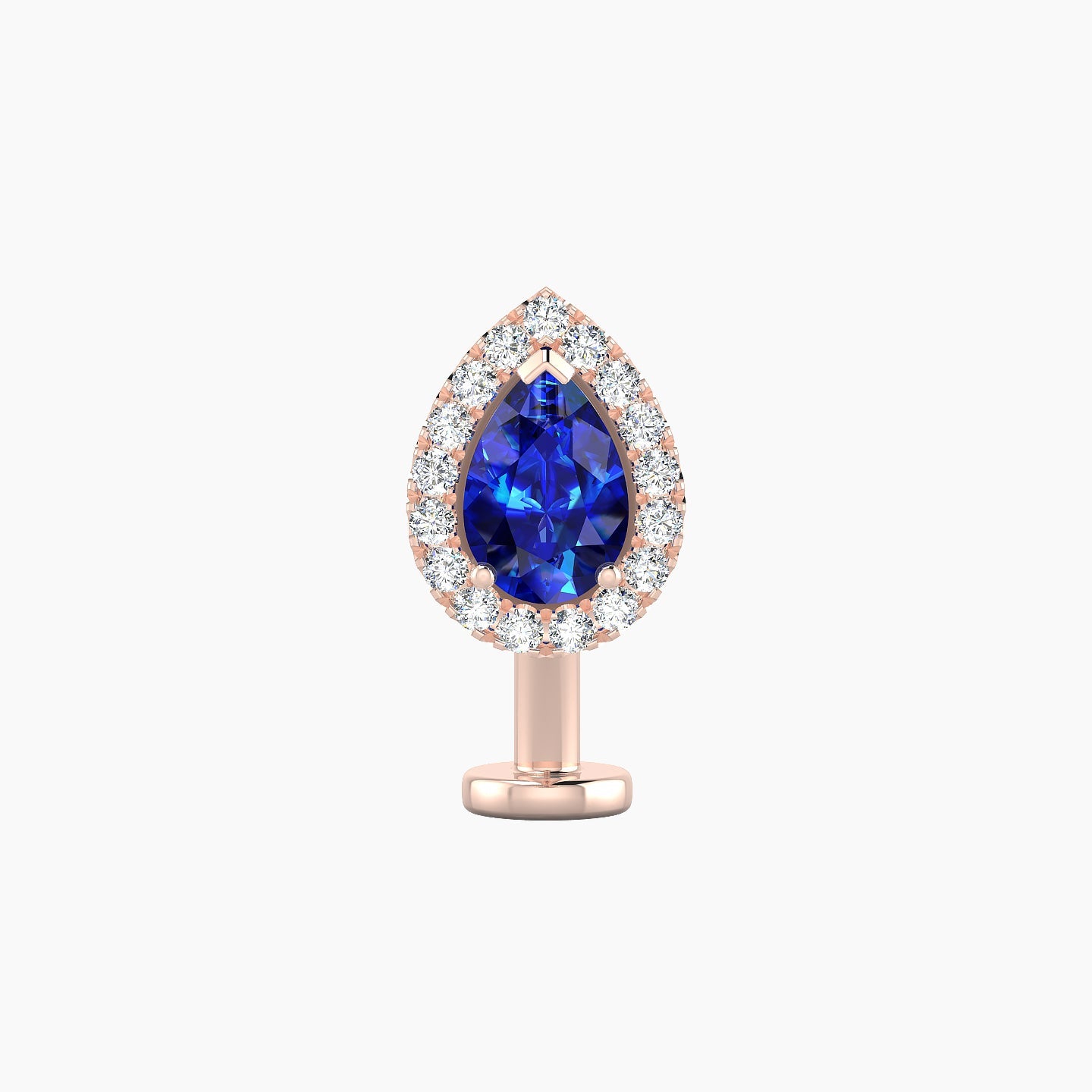 Eirene | 18k Rose Gold 10 mm 9.5 mm Halo Pear Sapphire & Diamond Floating Navel Piercing