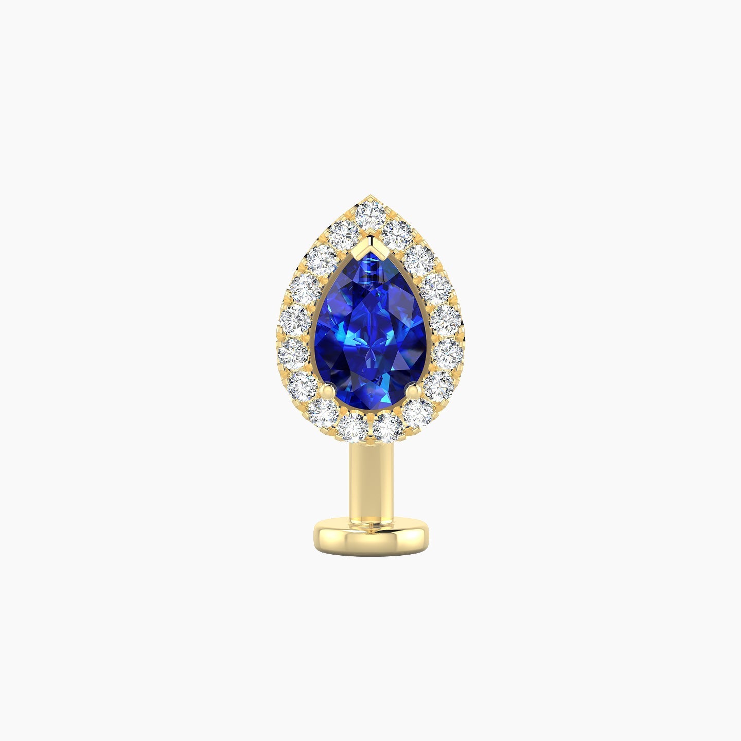 Eirene | 18k Yellow Gold 10 mm 9.5 mm Halo Pear Sapphire & Diamond Floating Navel Piercing