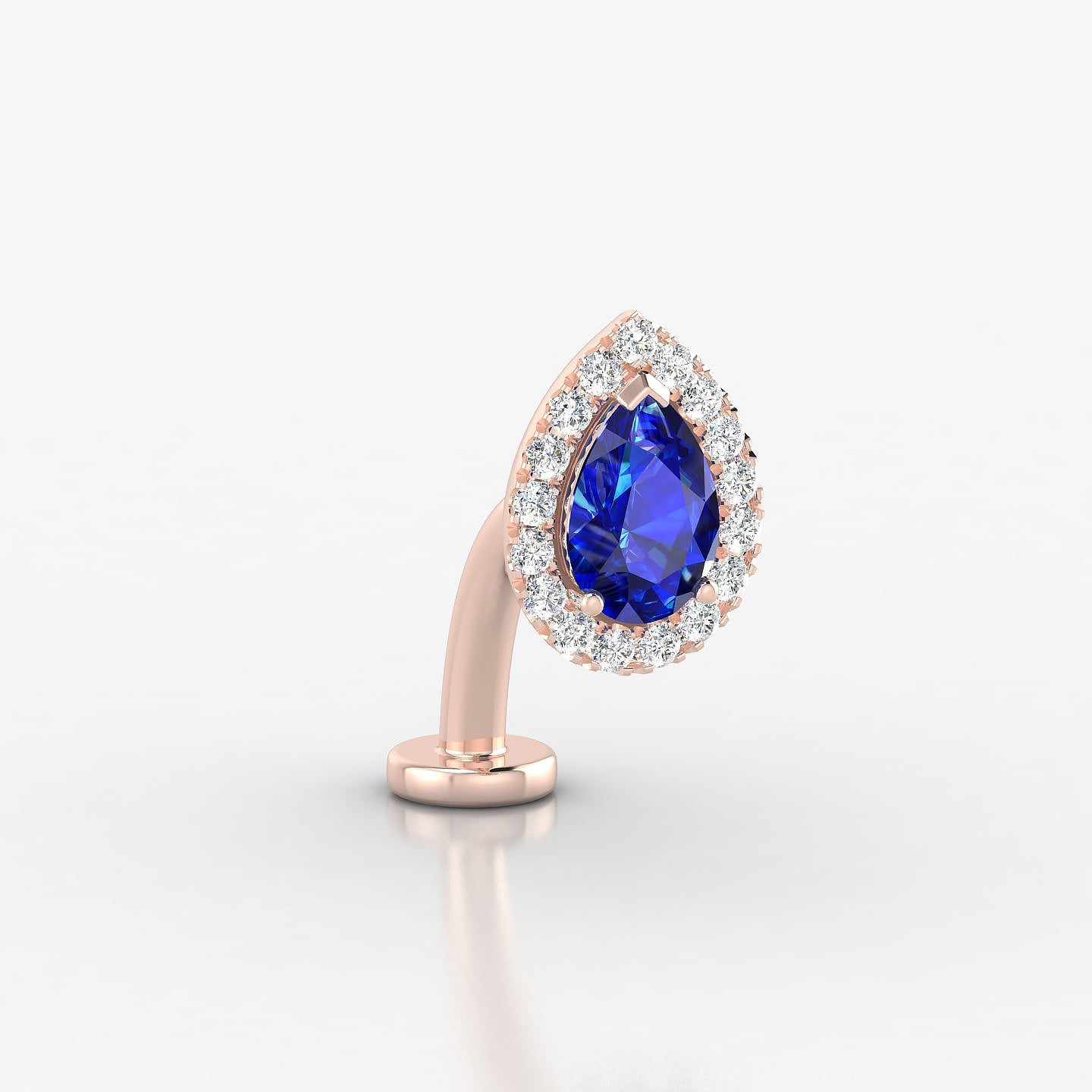 Eirene | 18k Rose Gold 10 mm 9.5 mm Halo Pear Sapphire & Diamond Floating Navel Piercing