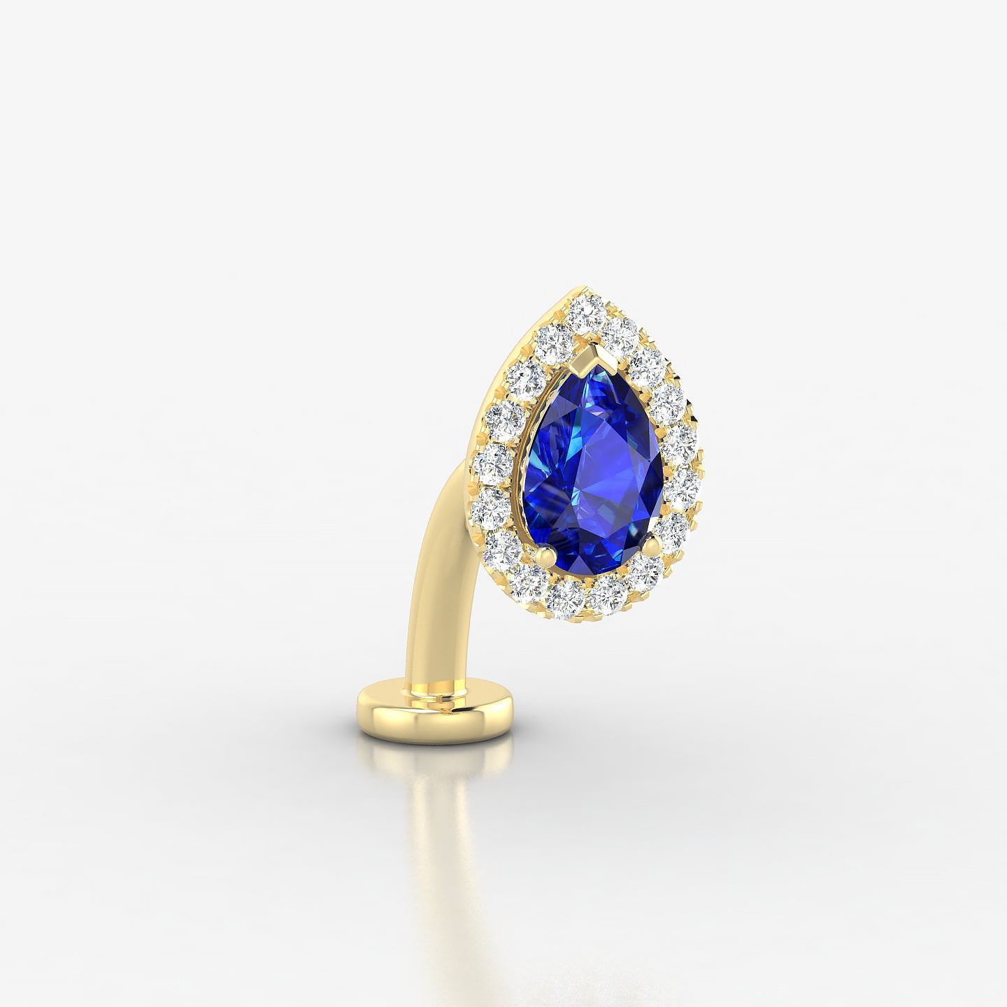 Eirene | 18k Yellow Gold 10 mm 9.5 mm Halo Pear Sapphire & Diamond Floating Navel Piercing