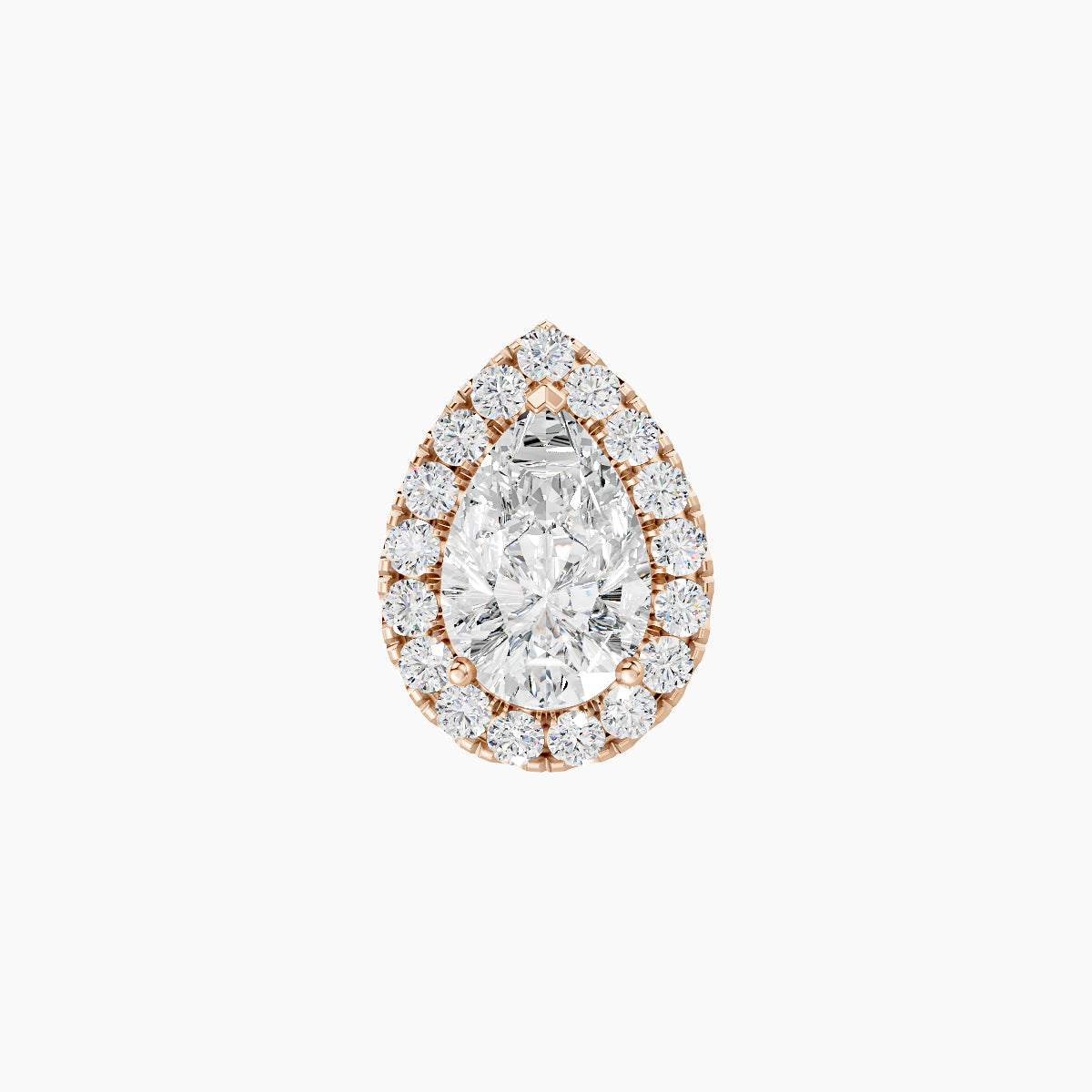 Eirene | 18k Rose Gold 9.5 mm 5 mm Halo Pear Diamond Piercing
