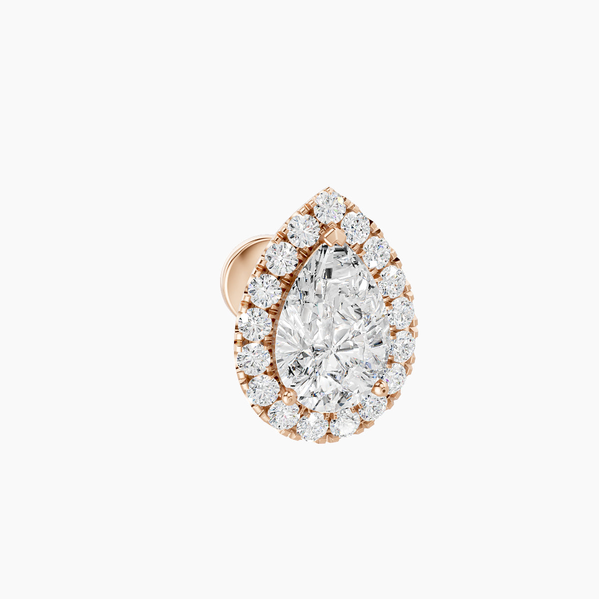 Eirene | 18k Rose Gold 9.5 mm 5 mm Halo Pear Diamond Piercing