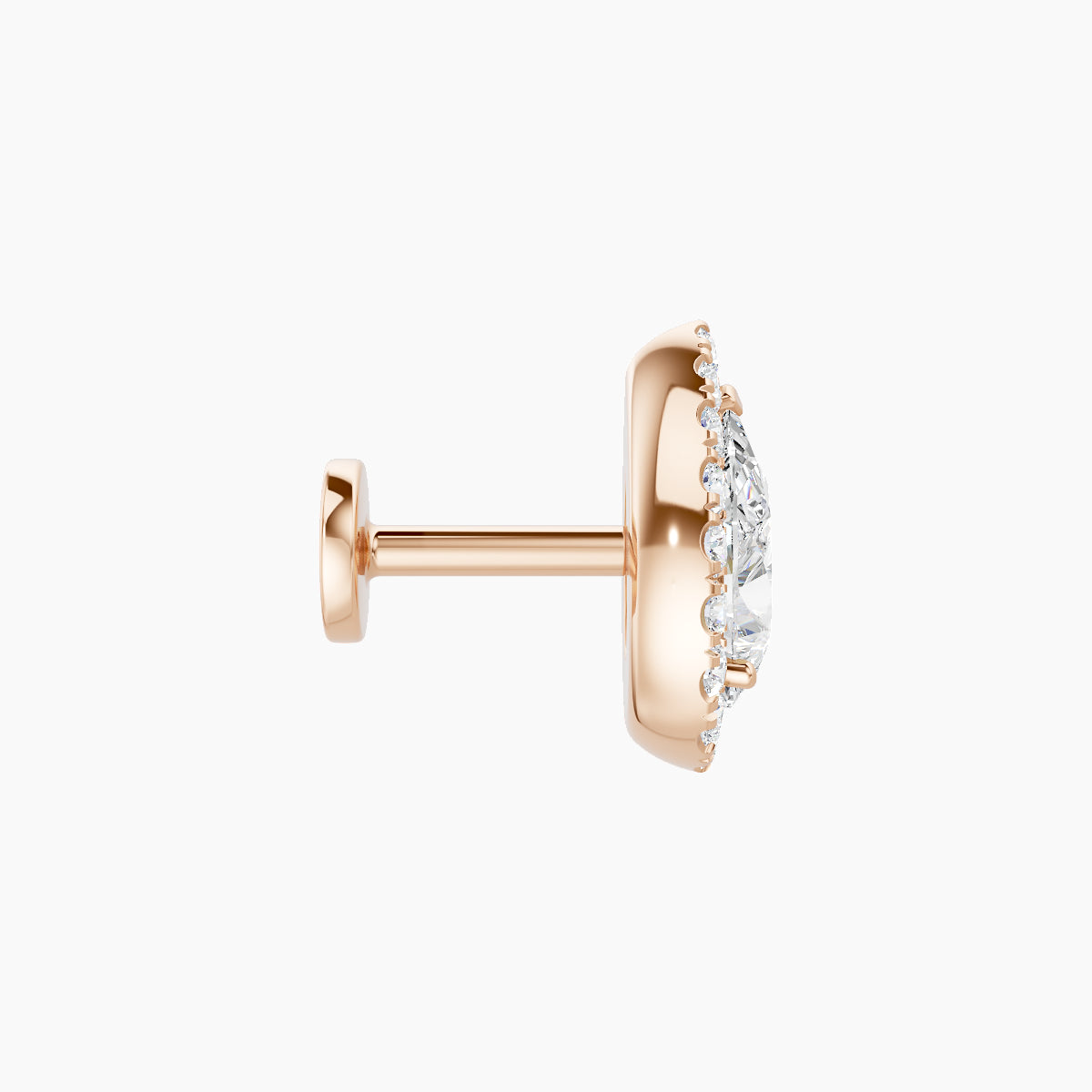 Eirene | 18k Rose Gold 9.5 mm 5 mm Halo Pear Diamond Piercing
