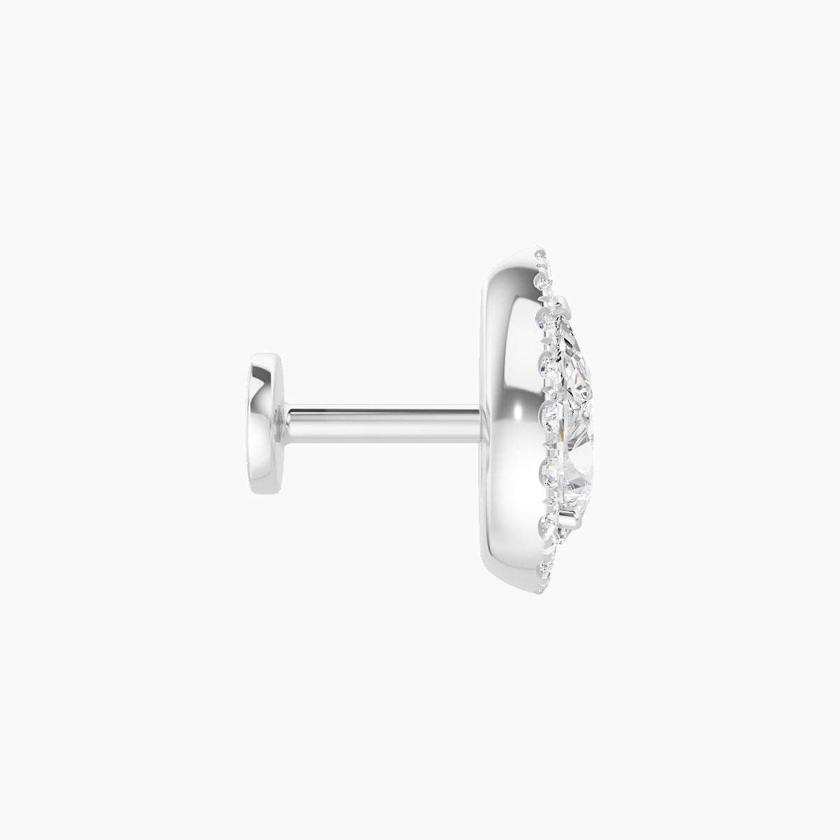 Eirene | 18k White Gold 9.5 mm 5 mm Halo Pear Diamond Piercing