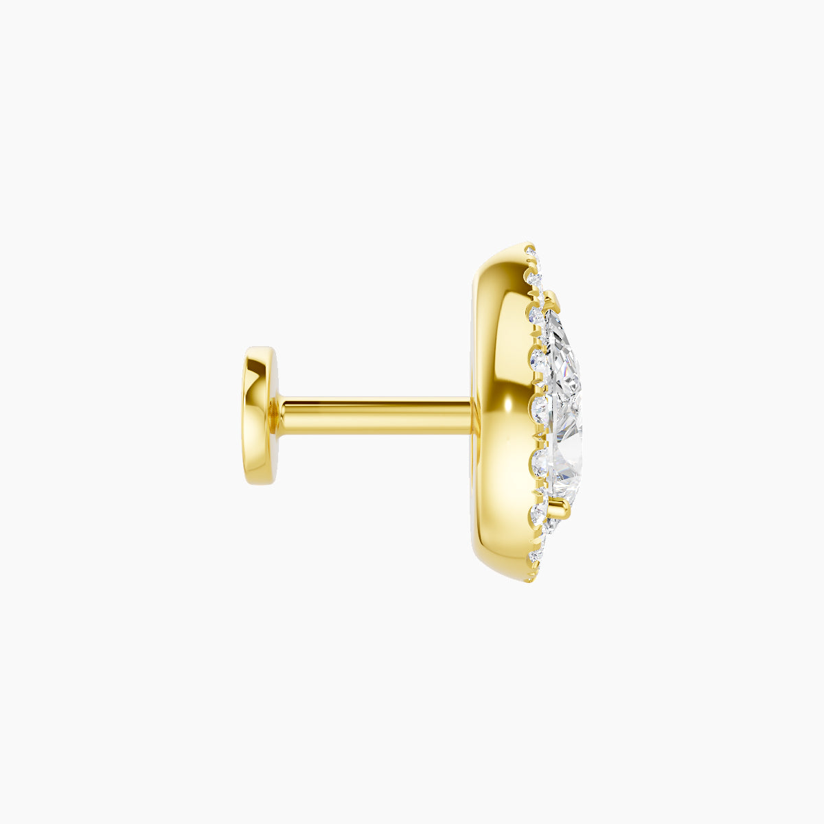 Eirene | 18k Yellow Gold 9.5 mm 5 mm Halo Pear Diamond Piercing