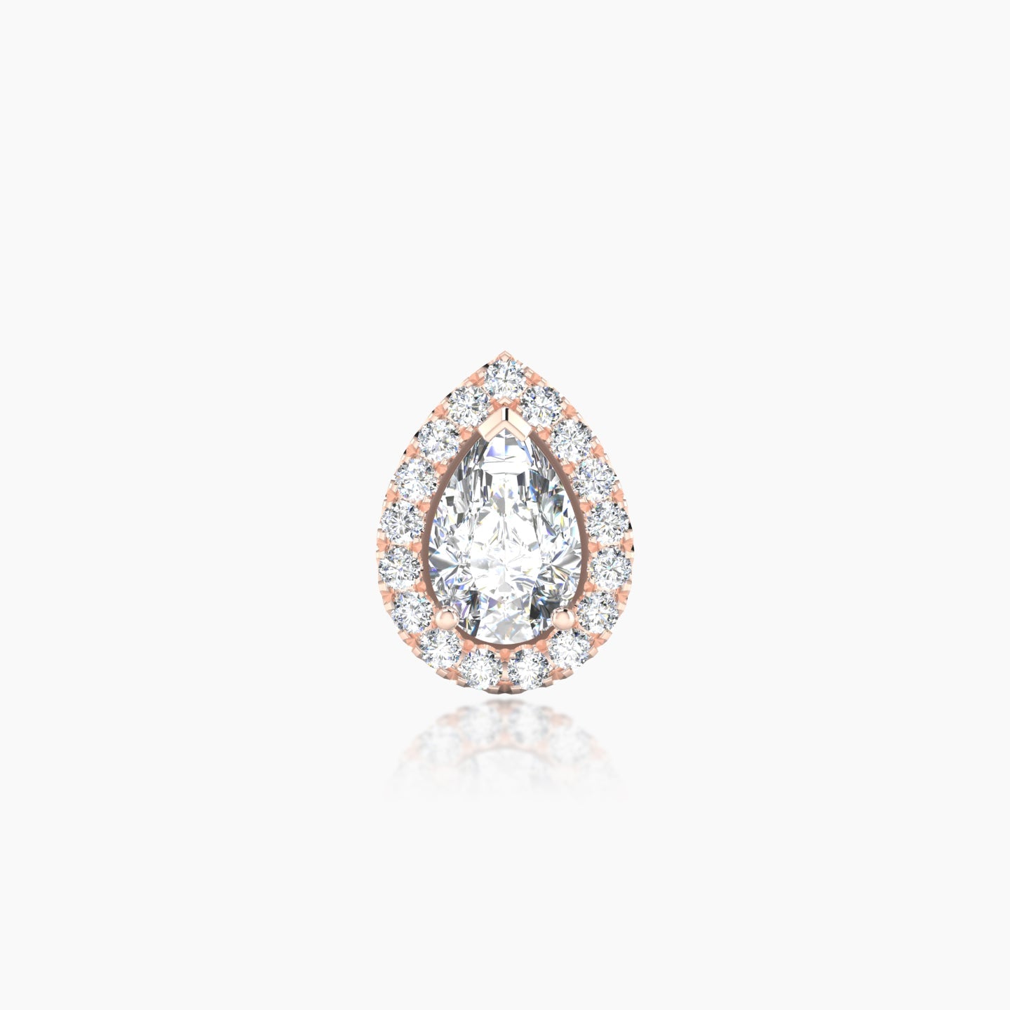 Eirene | 18k Rose Gold 9.5 mm 5 mm Halo Pear Diamond Piercing