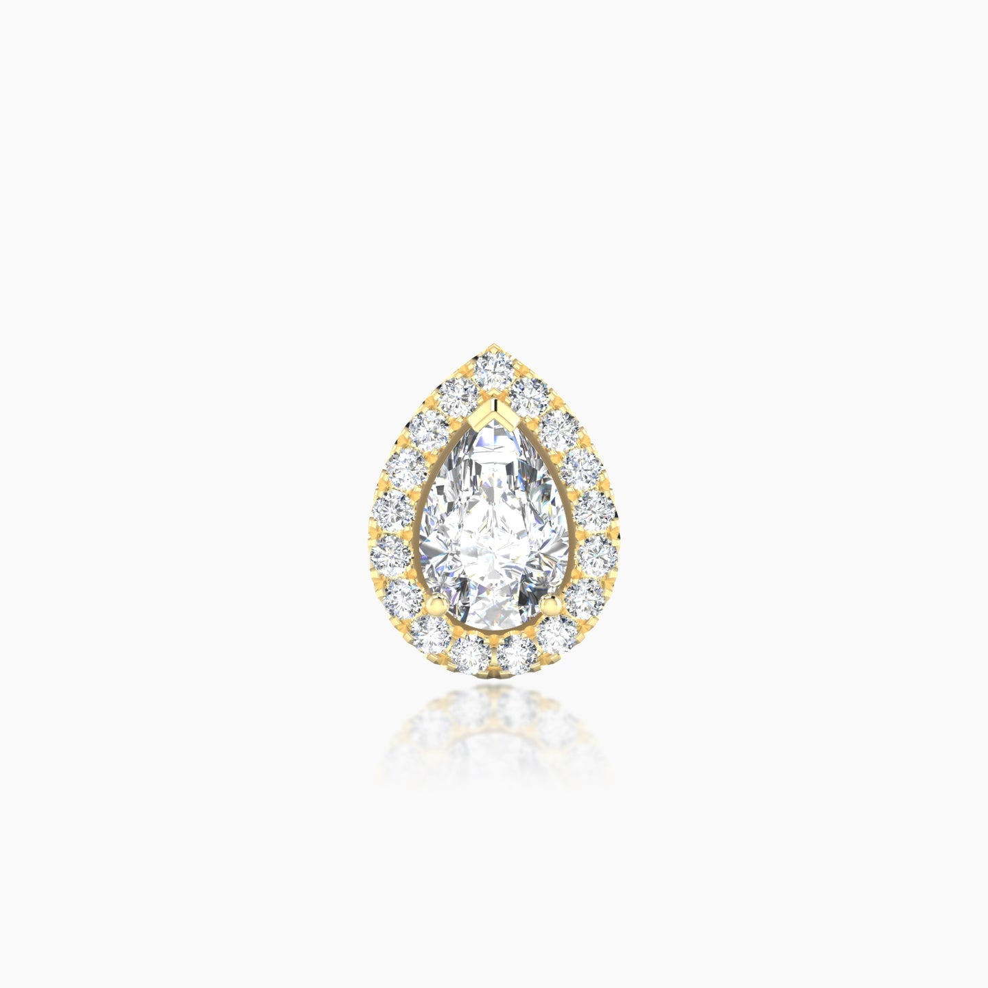 Eirene | 18k Yellow Gold 9.5 mm 5 mm Halo Pear Diamond Piercing