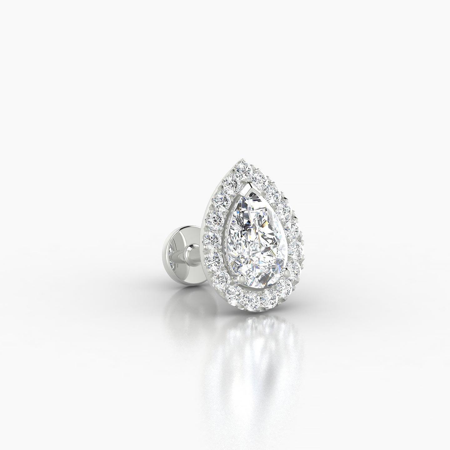 Eirene | 18k White Gold 9.5 mm 5 mm Halo Pear Diamond Piercing