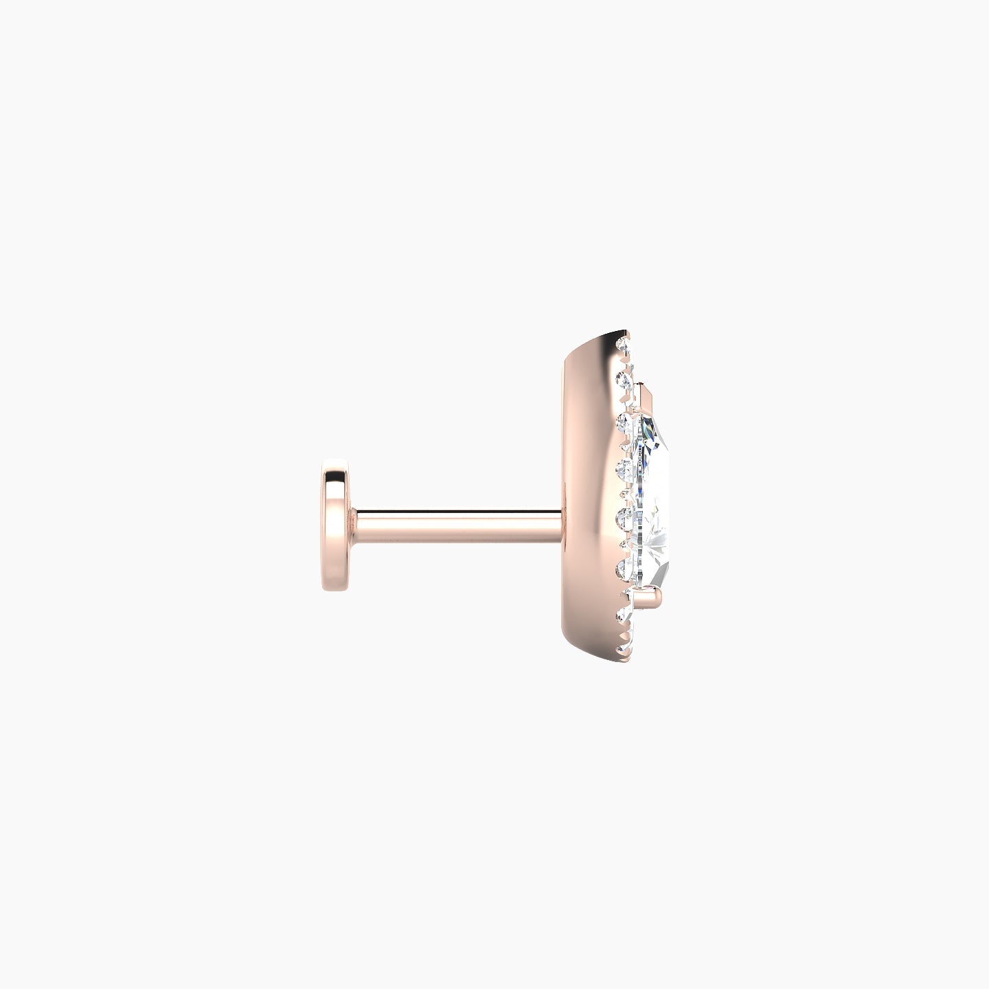 Eirene | 18k Rose Gold 9.5 mm 5 mm Halo Pear Diamond Piercing