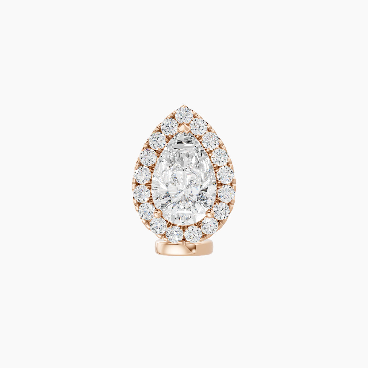 Eirene | 18k Rose Gold 9.5 mm 6 mm Halo Pear Diamond Floating Navel Piercing