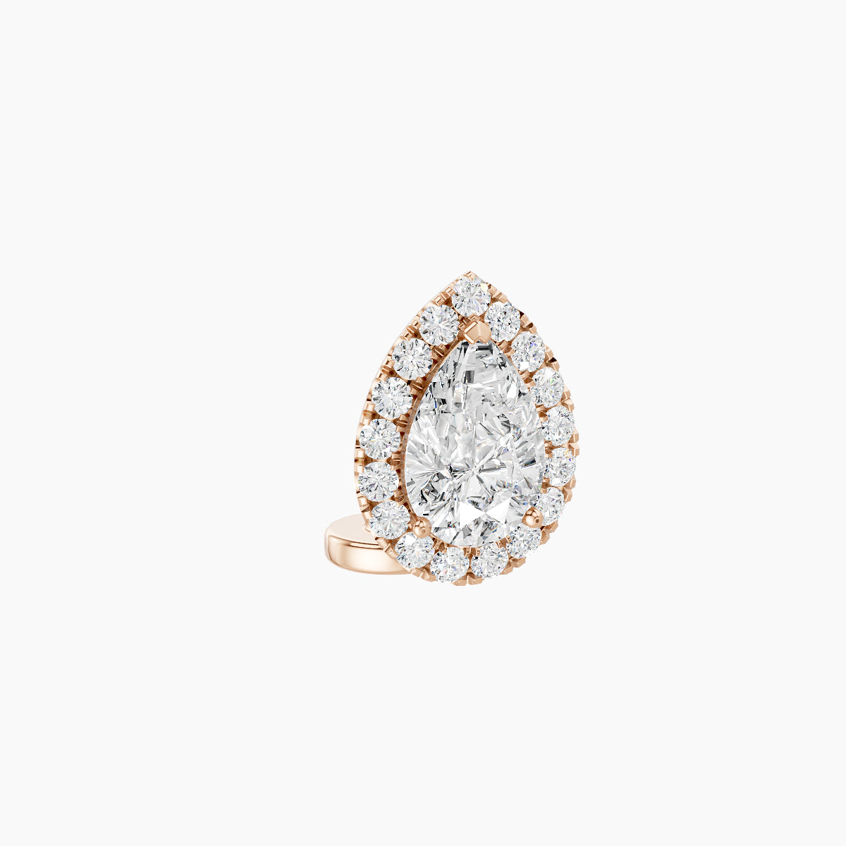 Eirene | 18k Rose Gold 9.5 mm 6 mm Halo Pear Diamond Floating Navel Piercing
