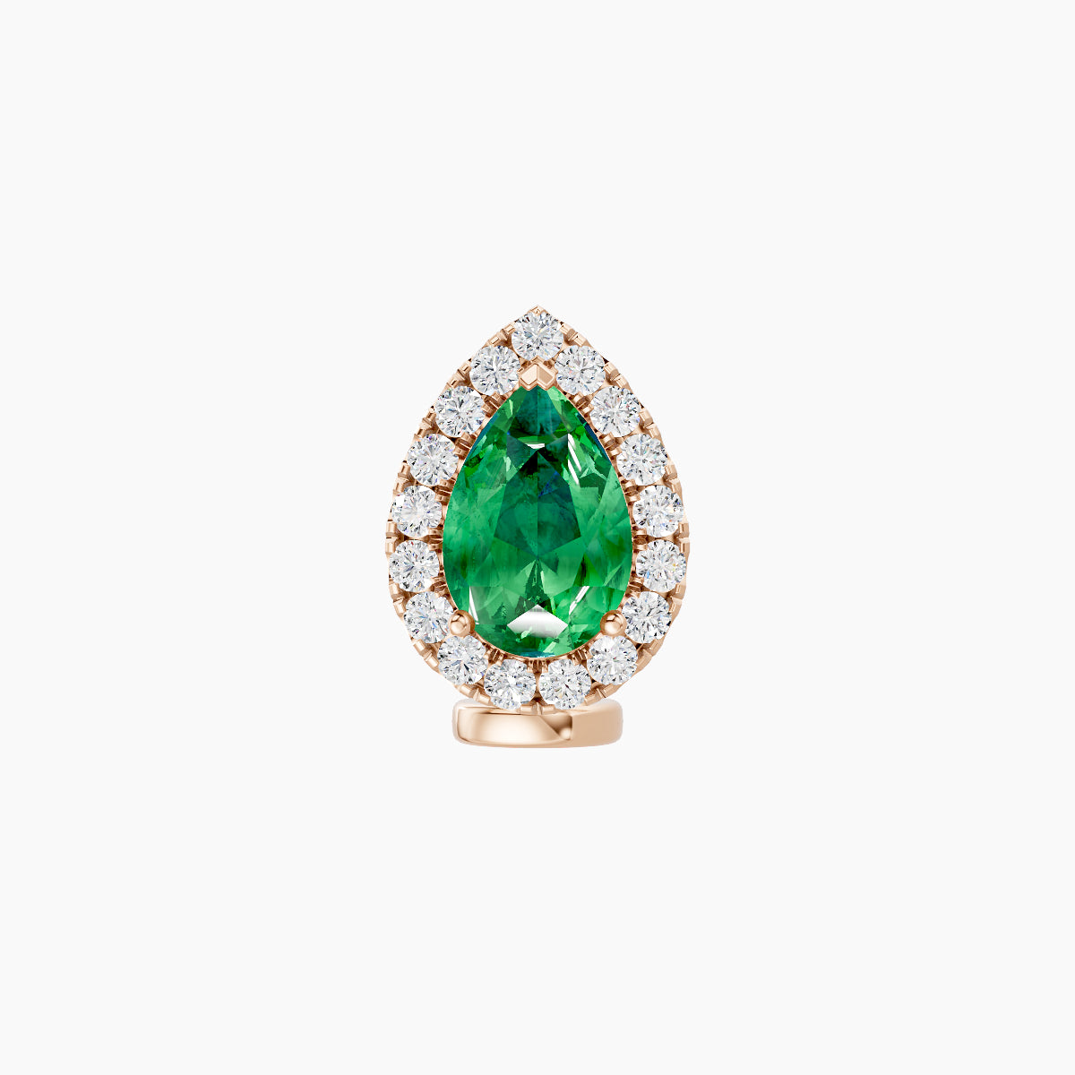 Eirene | 18k Rose Gold 6 mm 9.5 mm Halo Pear Emerald & Diamond Floating Navel Piercing