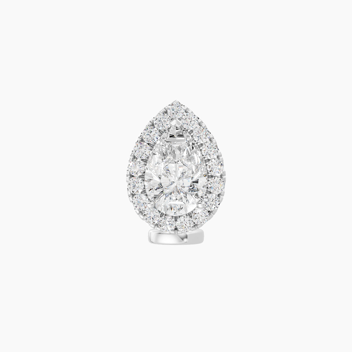 Eirene | 18k White Gold 9.5 mm 6 mm Halo Pear Diamond Floating Navel Piercing