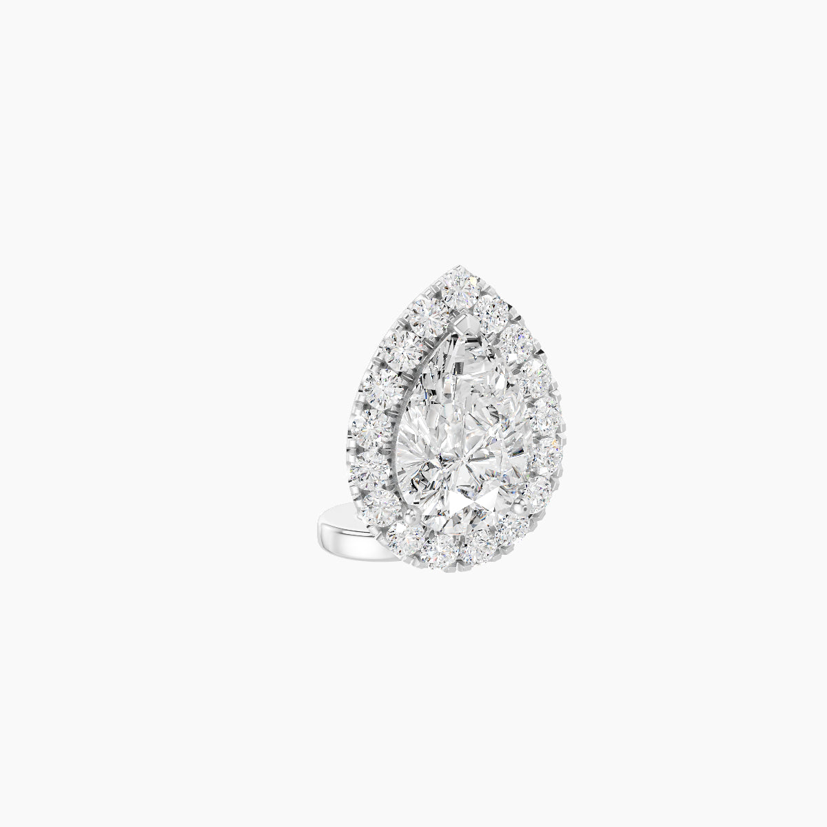 Eirene | 18k White Gold 9.5 mm 6 mm Halo Pear Diamond Floating Navel Piercing