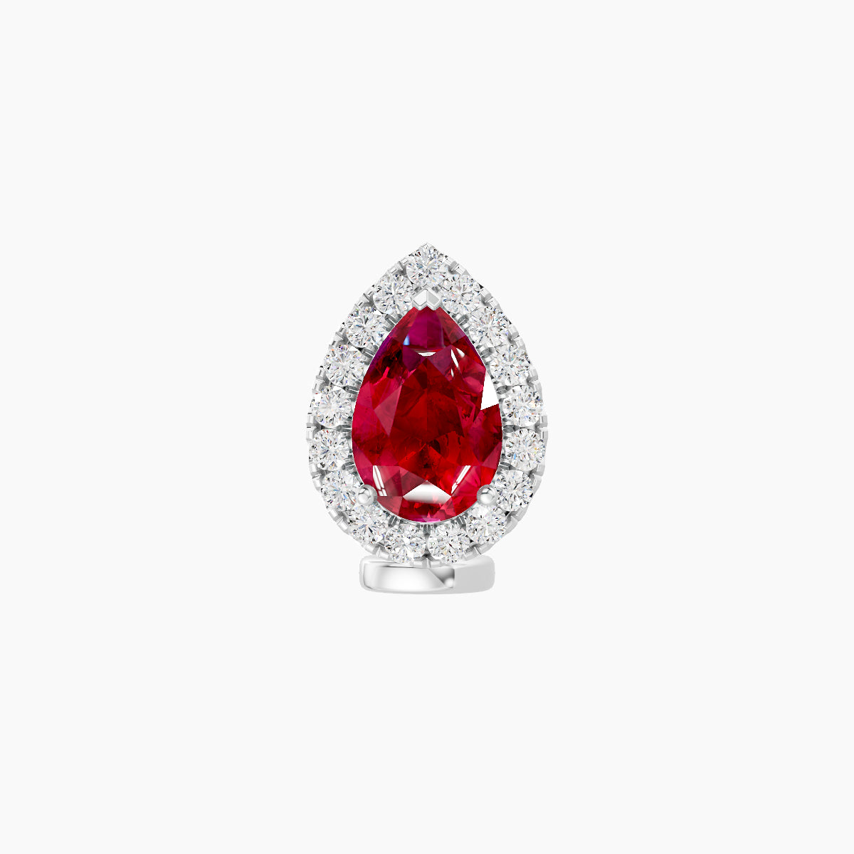 Eirene | 18k White Gold 6 mm 9.5 mm Halo Pear Ruby & Diamond Floating Navel Piercing