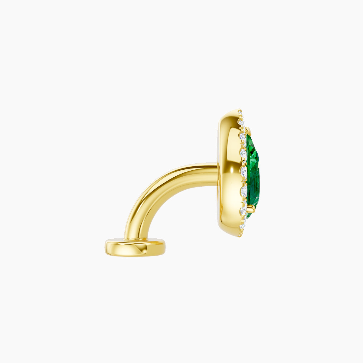 Eirene | 18k Yellow Gold 6 mm 9.5 mm Halo Pear Emerald & Diamond Floating Navel Piercing