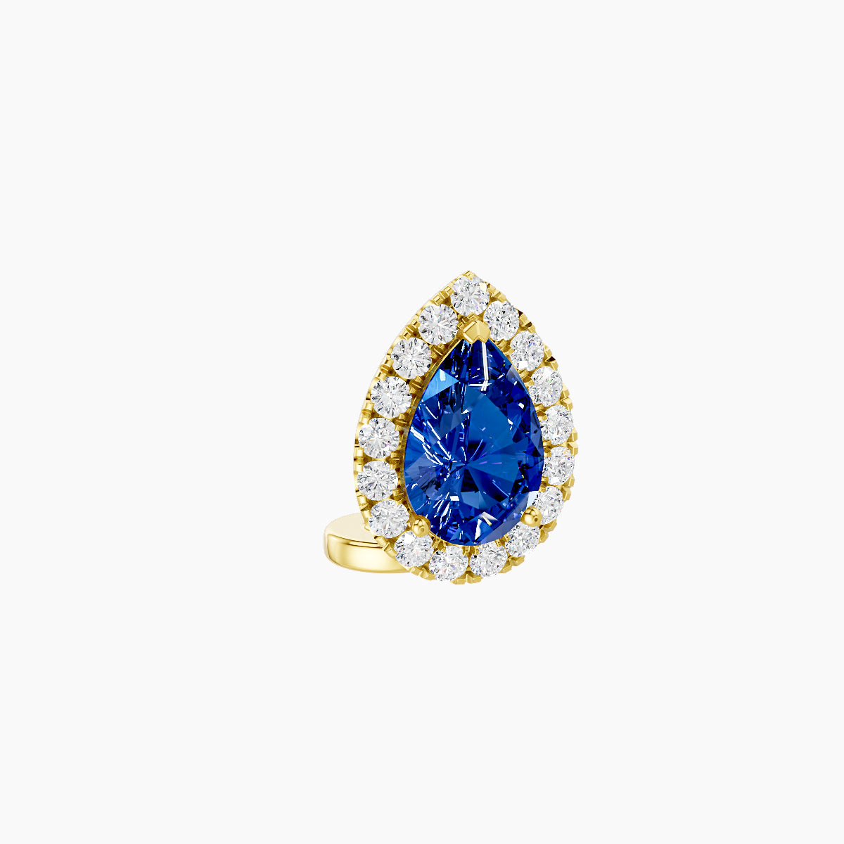 Eirene | 18k Yellow Gold 6 mm 9.5 mm Halo Pear Sapphire & Diamond Floating Navel Piercing