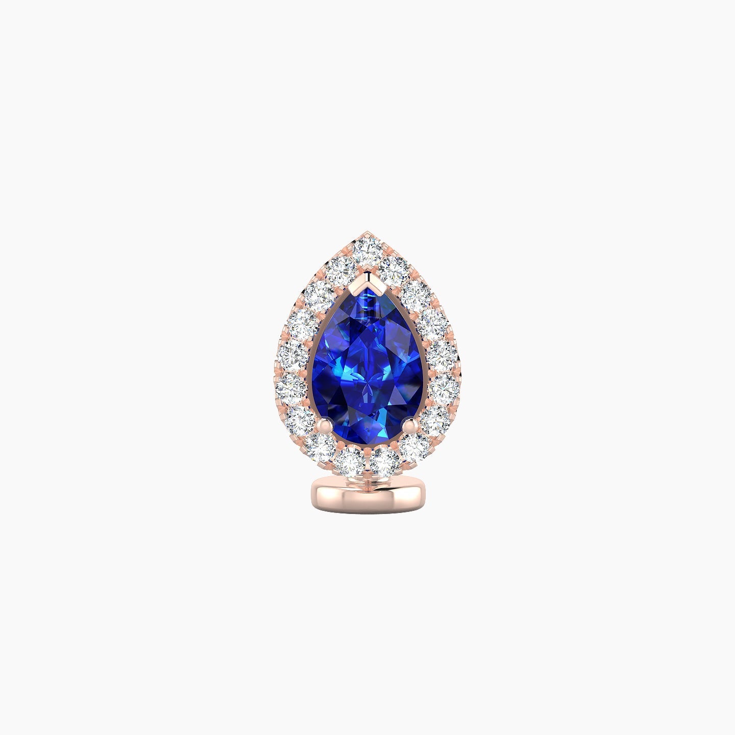 Eirene | 18k Rose Gold 6 mm 9.5 mm Halo Pear Sapphire & Diamond Floating Navel Piercing