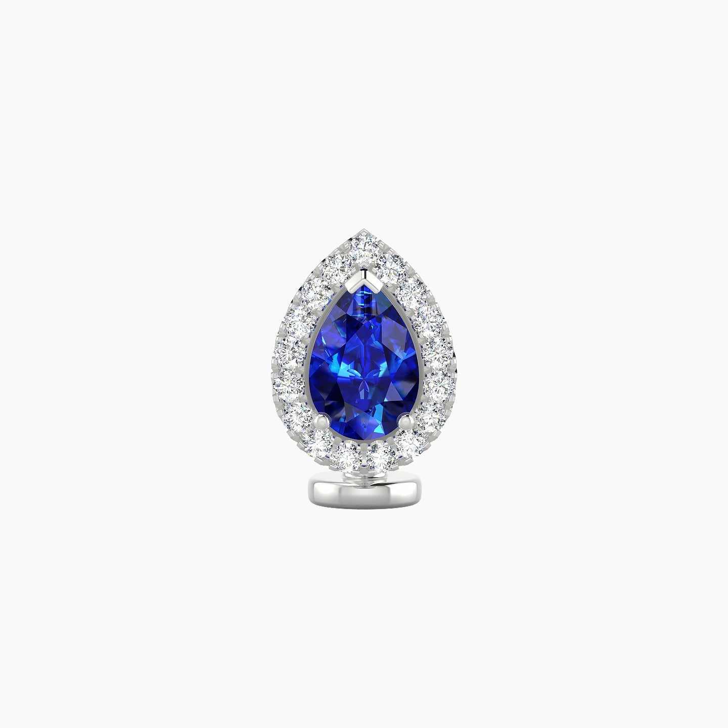 Eirene | 18k White Gold 6 mm 9.5 mm Halo Pear Sapphire & Diamond Floating Navel Piercing