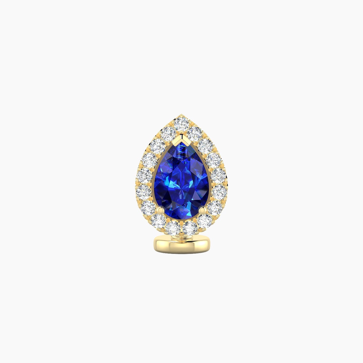 Eirene | 18k Yellow Gold 6 mm 9.5 mm Halo Pear Sapphire & Diamond Floating Navel Piercing