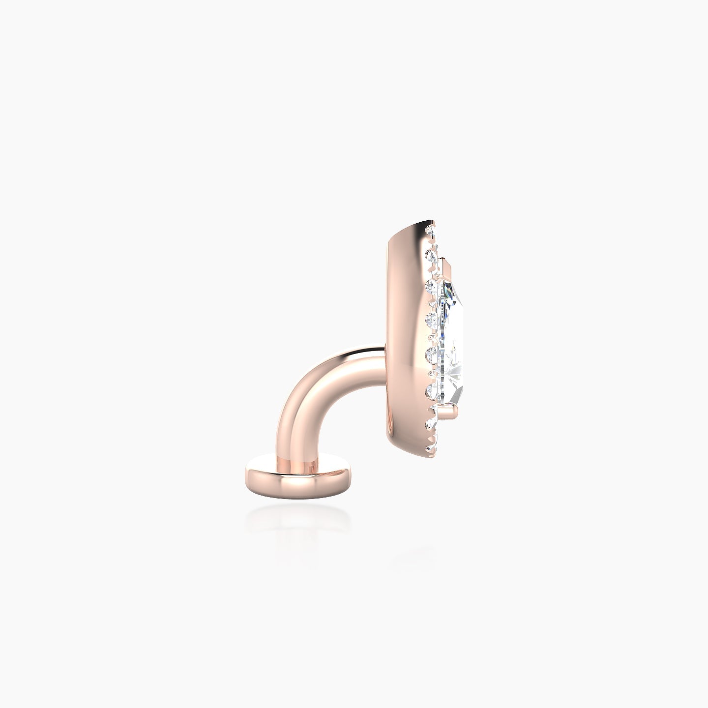 Eirene | 18k Rose Gold 6 mm 9.5 mm Halo Pear Diamond Floating Navel Piercing