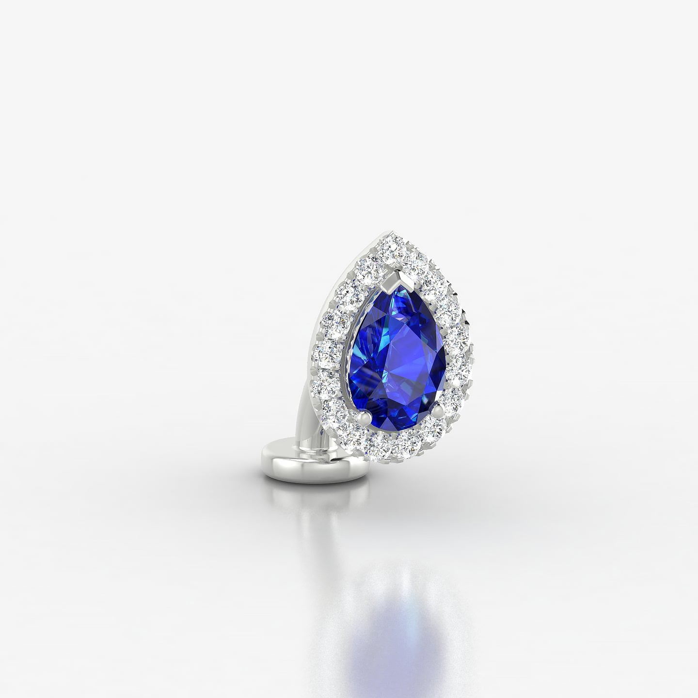 Eirene | 18k White Gold 6 mm 9.5 mm Halo Pear Sapphire & Diamond Floating Navel Piercing