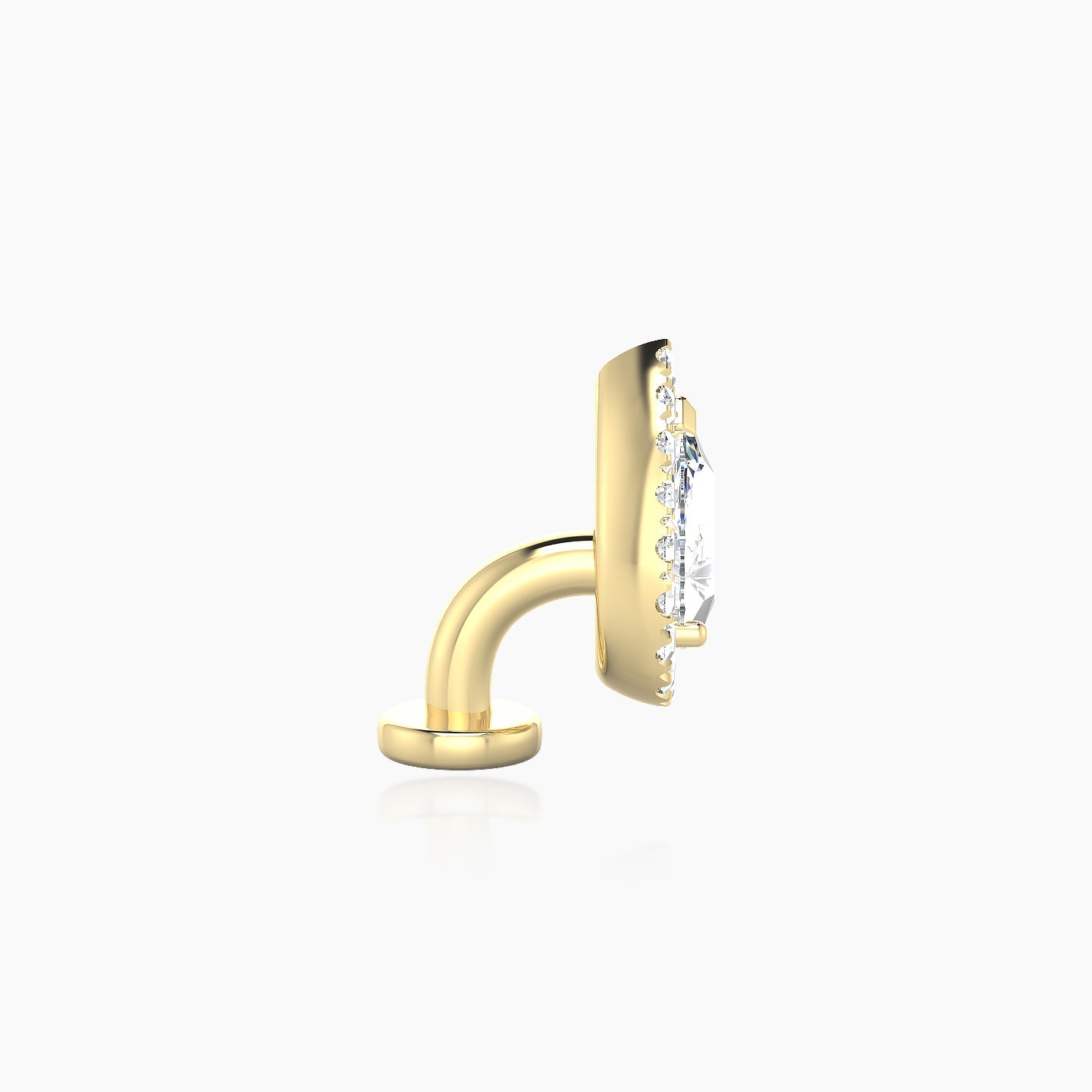 Eirene | 18k Yellow Gold 6 mm 9.5 mm Halo Pear Diamond Floating Navel Piercing