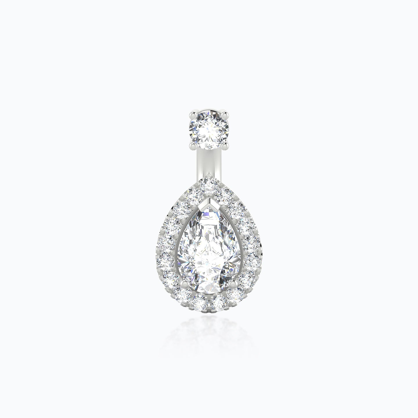 Eirene | 18k White Gold 6 mm 9.5 mm Halo Pear Diamond Navel Piercing