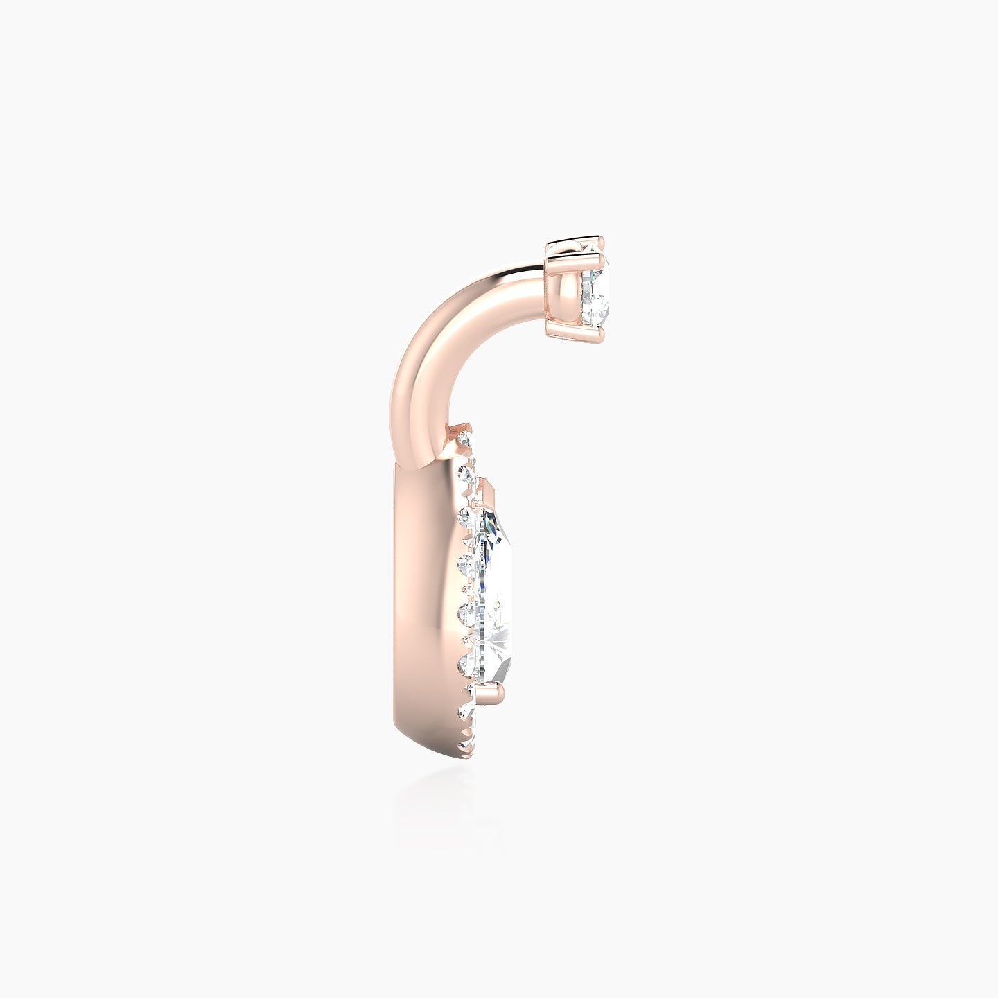 Eirene | 18k Rose Gold 6 mm 9.5 mm Halo Pear Diamond Navel Piercing