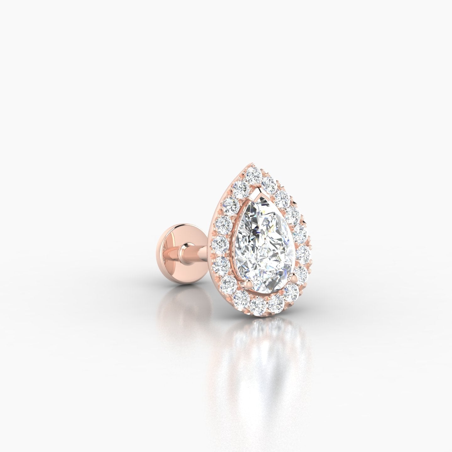 Eirene | 18k Rose Gold 9.5 mm 6.5 mm Halo Pear Diamond Piercing